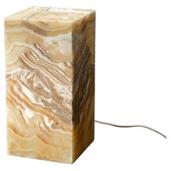 Genuine Square Banded Onyx Desk Lamp from Mexico