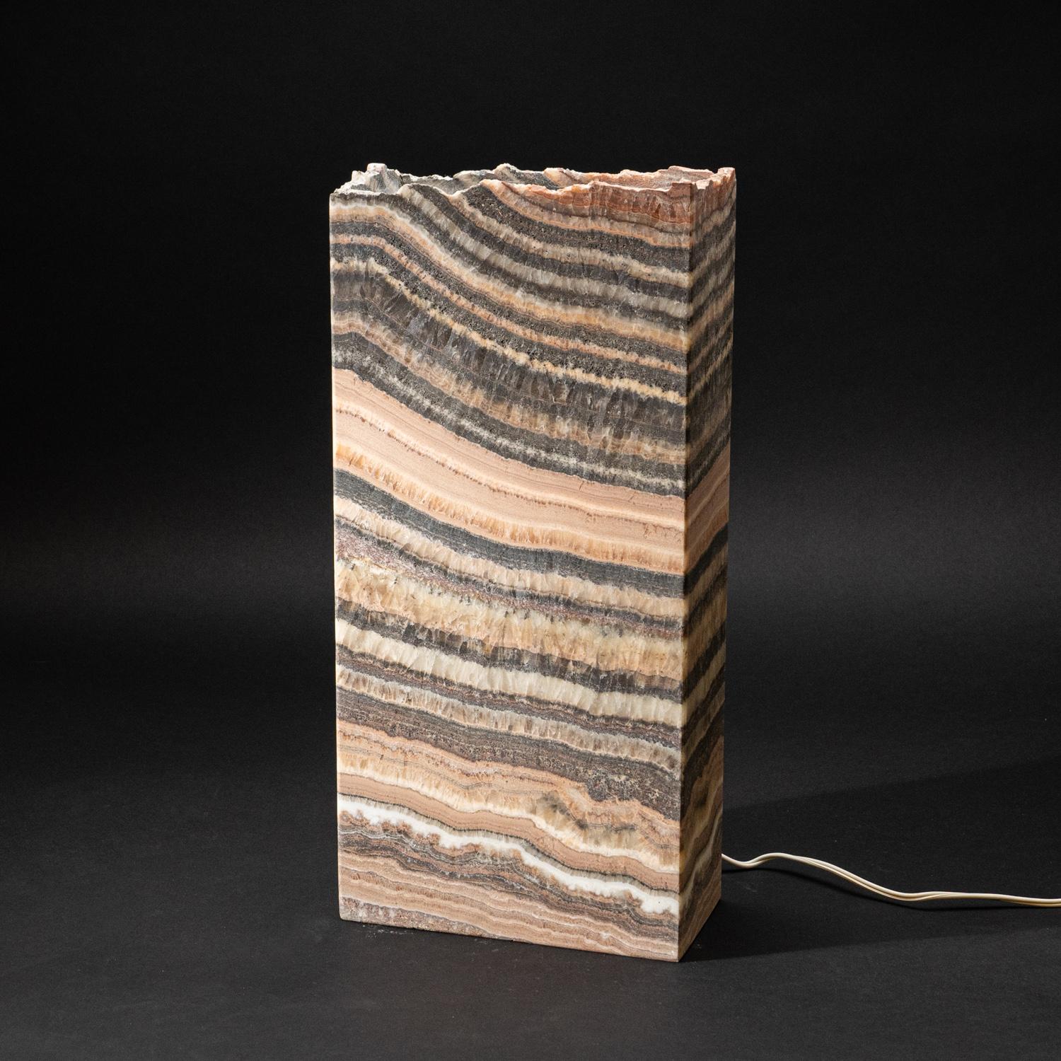 Contemporary Genuine Square Banded Onyx Lamp from Mexico (16