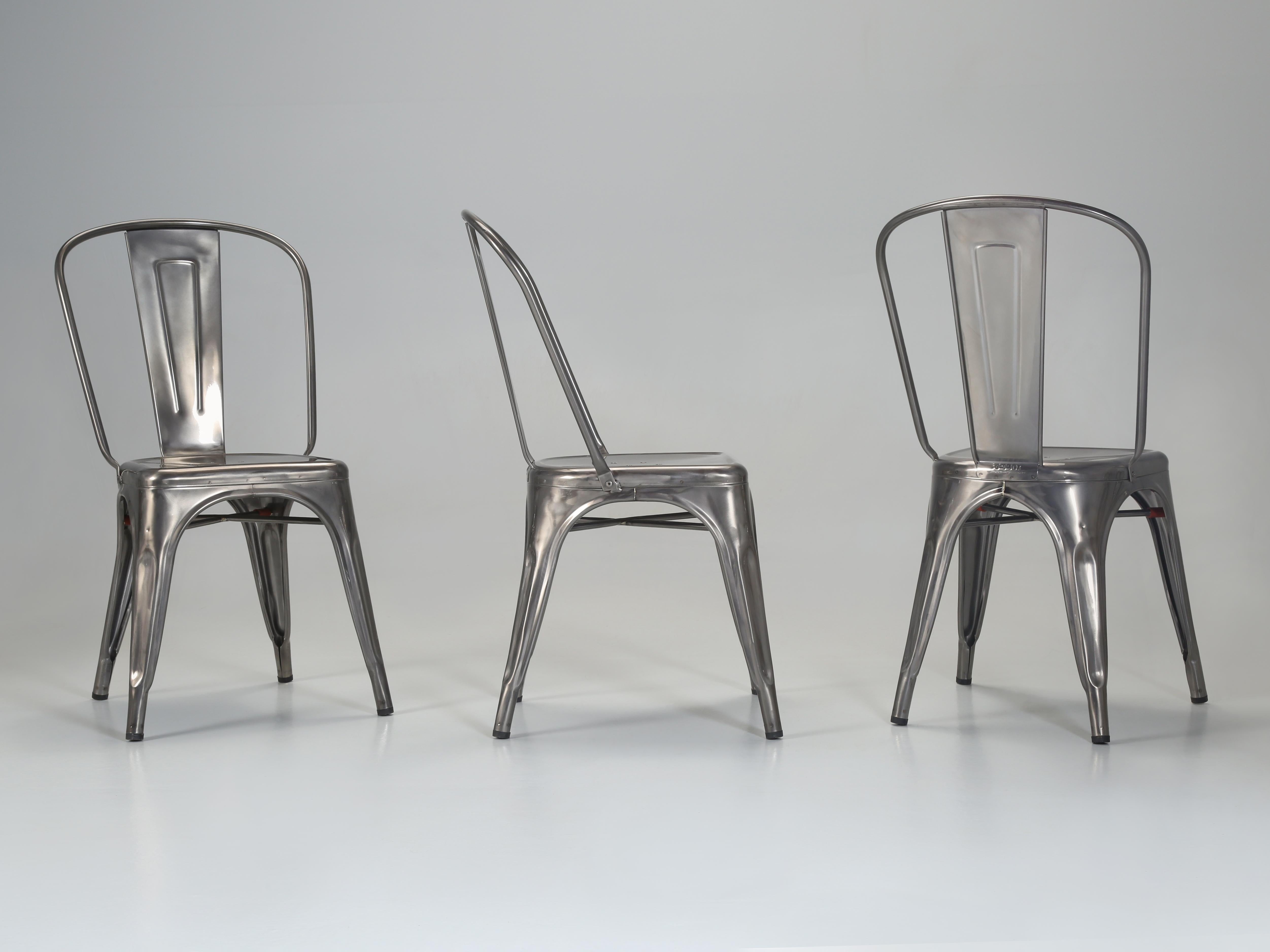Genuine Stainless Steel Tolix Gunmetal Silver Inoxydable Stacking Chairs Set (8) 3