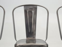 Genuine Stainless Steel Tolix Gunmetal Silver Inoxydable Stacking Chairs Set (8)