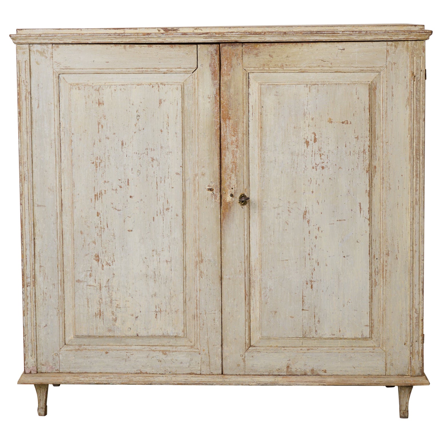 Genuine Swedish Antique Sideboard with Original Light Paint and Genuine Distress