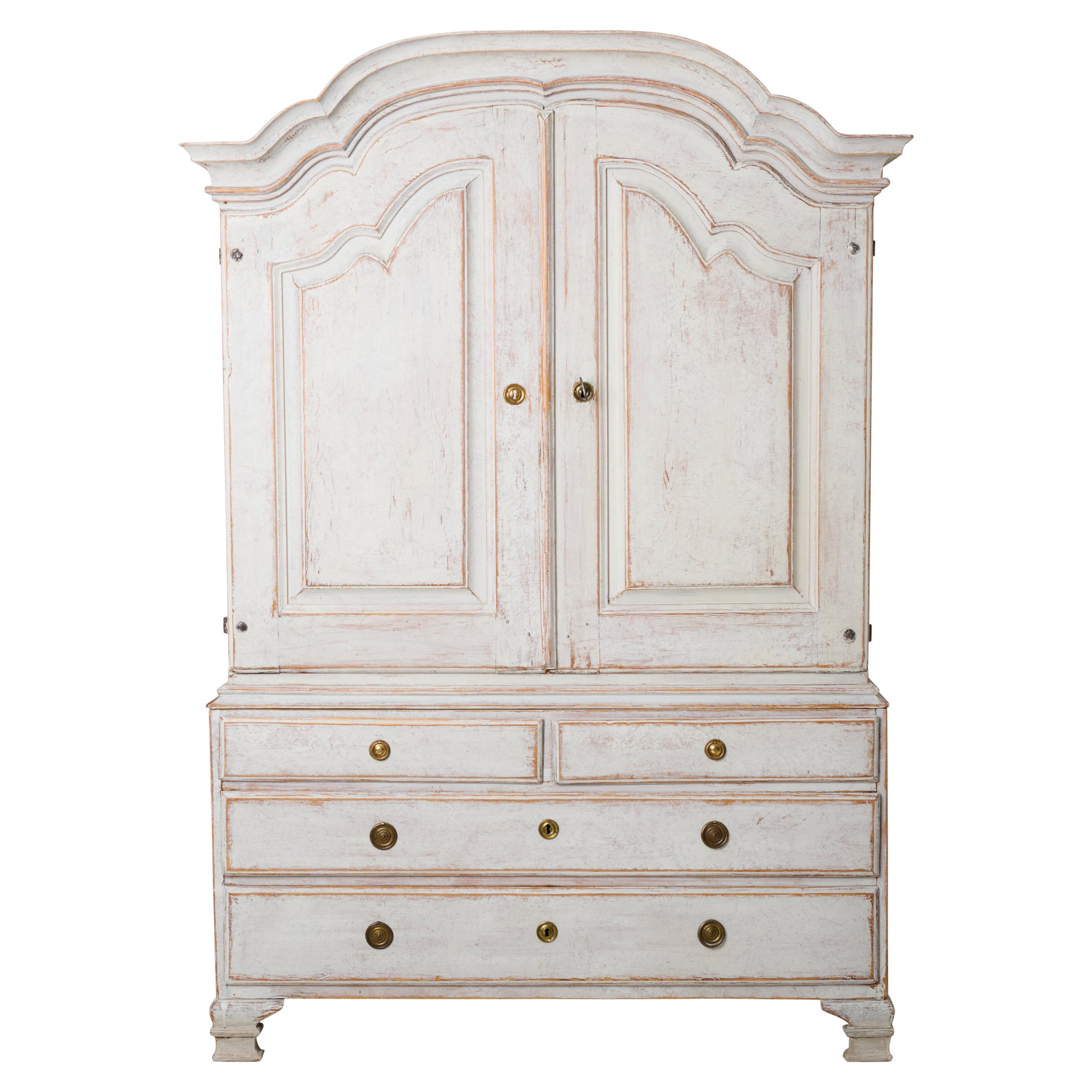 Autentico mobile rococò svedese della fine del 1700, realizzato a mano in pino massiccio