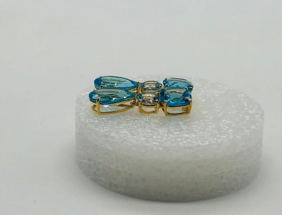 Genuine Swiss Blue Topaz Earrings in 14K Gold, 14K Gold In New Condition In jaipur, IN