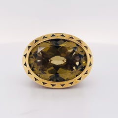 Genuine Tacori Ring 15.5 Carat Olive Quartz Ring, Tacori 18k & Sterling Retired