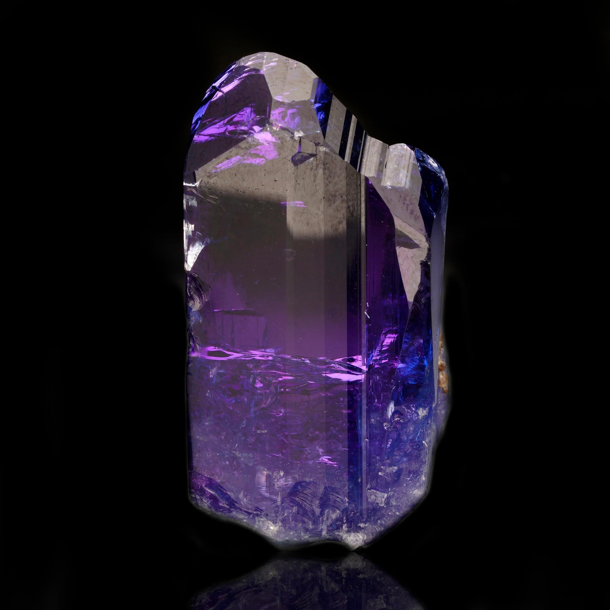 Discovered in 1967 and sourced in only one location on earth – Merelani Hills, Tanzania, near Mt. Kilimanjaro – enigmatic blue-violet or violet-blue tanzanite is one of the rarest and most prized gemstones on the planet. A translucent variety of
