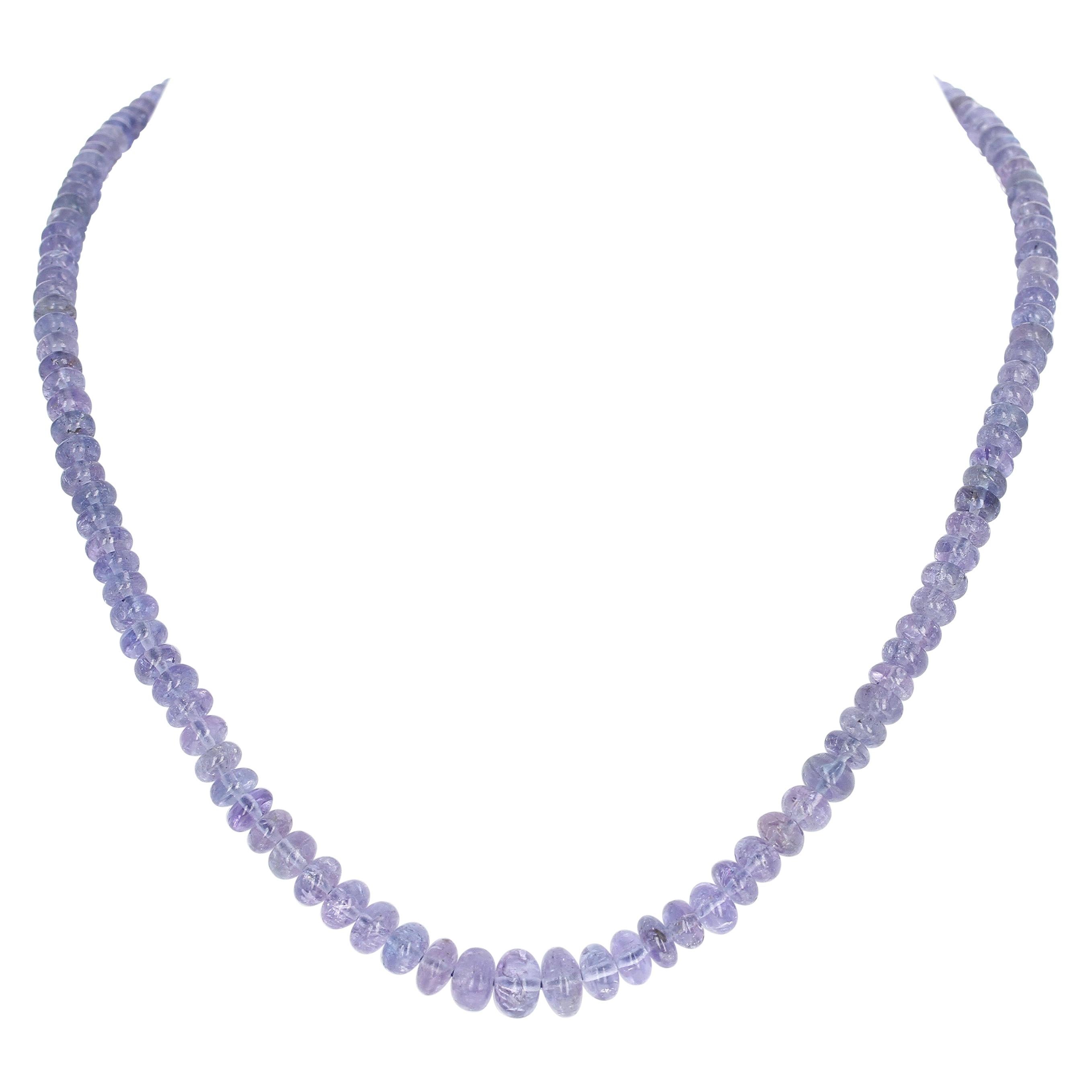 Genuine Tanzanite Smooth Beads Necklace, Toggle Clasp