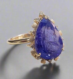 Echter Tansanit Statement 14K Gelbgold Cocktail Ring