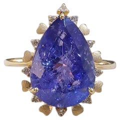Echter Tansanit Statement 14K Gelbgold Cocktail Ring