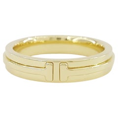 Genuine Tiffany & Co. T Ring  18K Yellow Gold Narrow Ring 