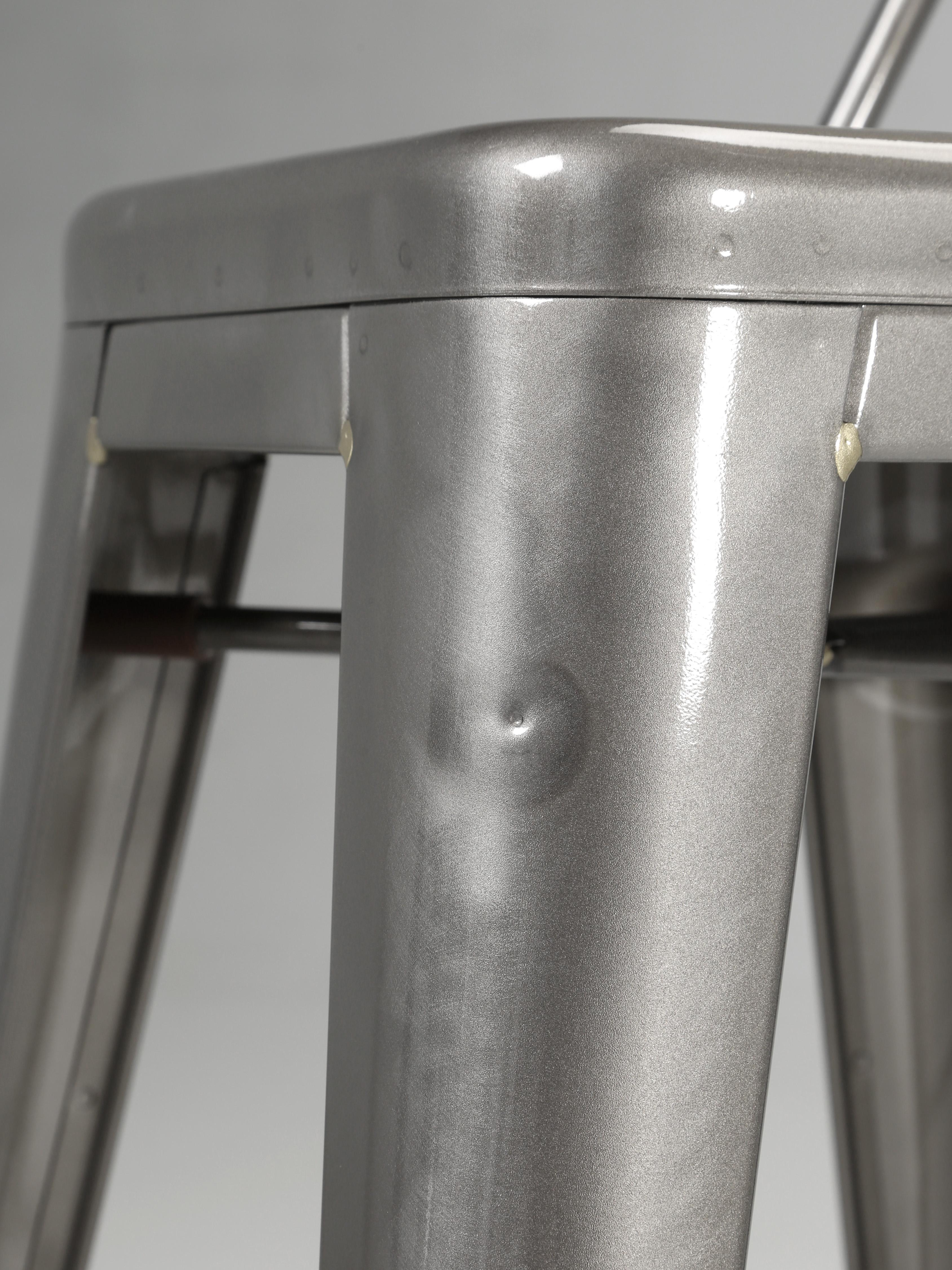 Genuine Tolix French Counter Stools in Clear-Coated Steel Several Sets Available 4