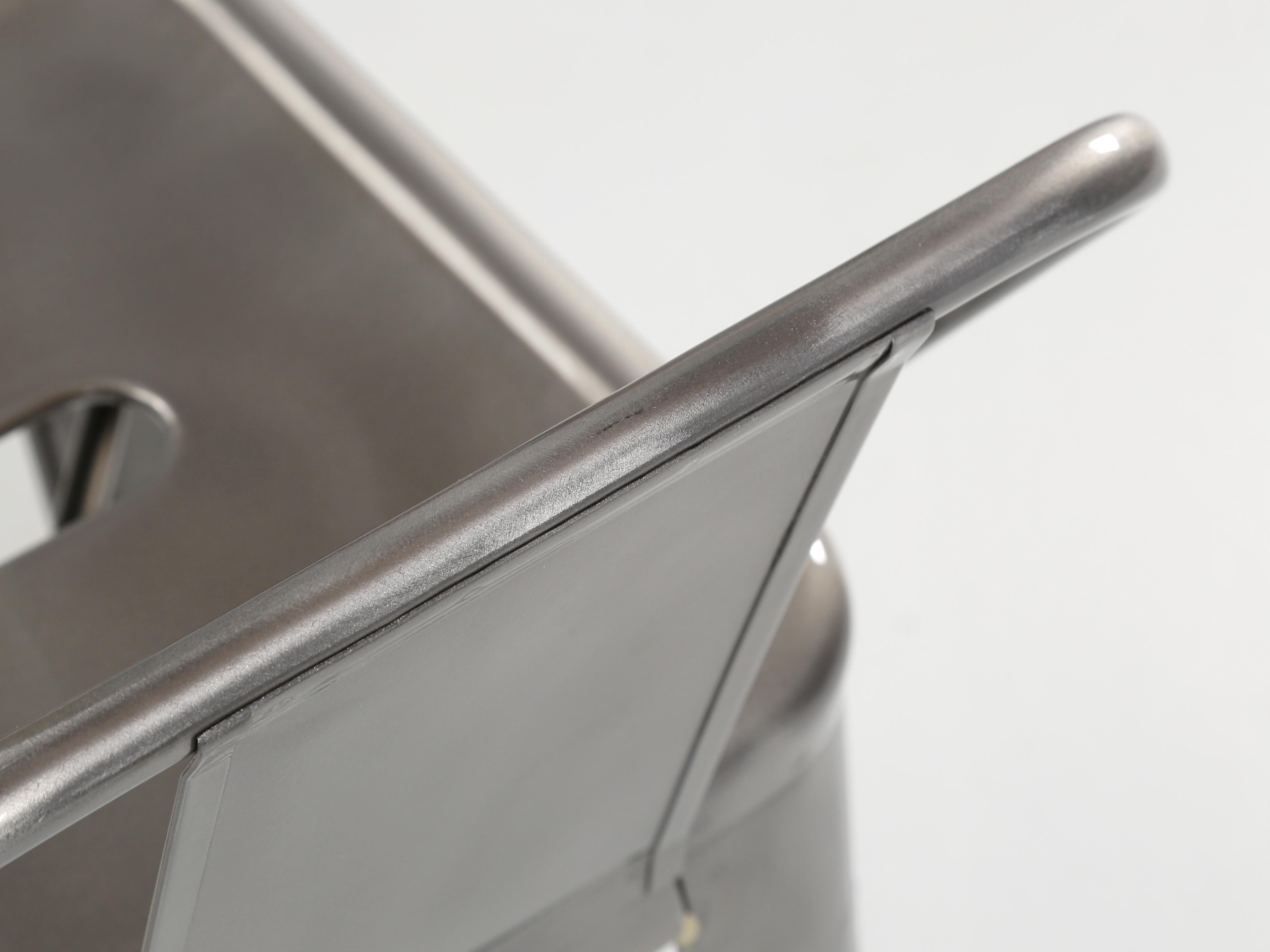 Contemporary Genuine Tolix French Counter Stools in Clear-Coated Steel Several Sets Available