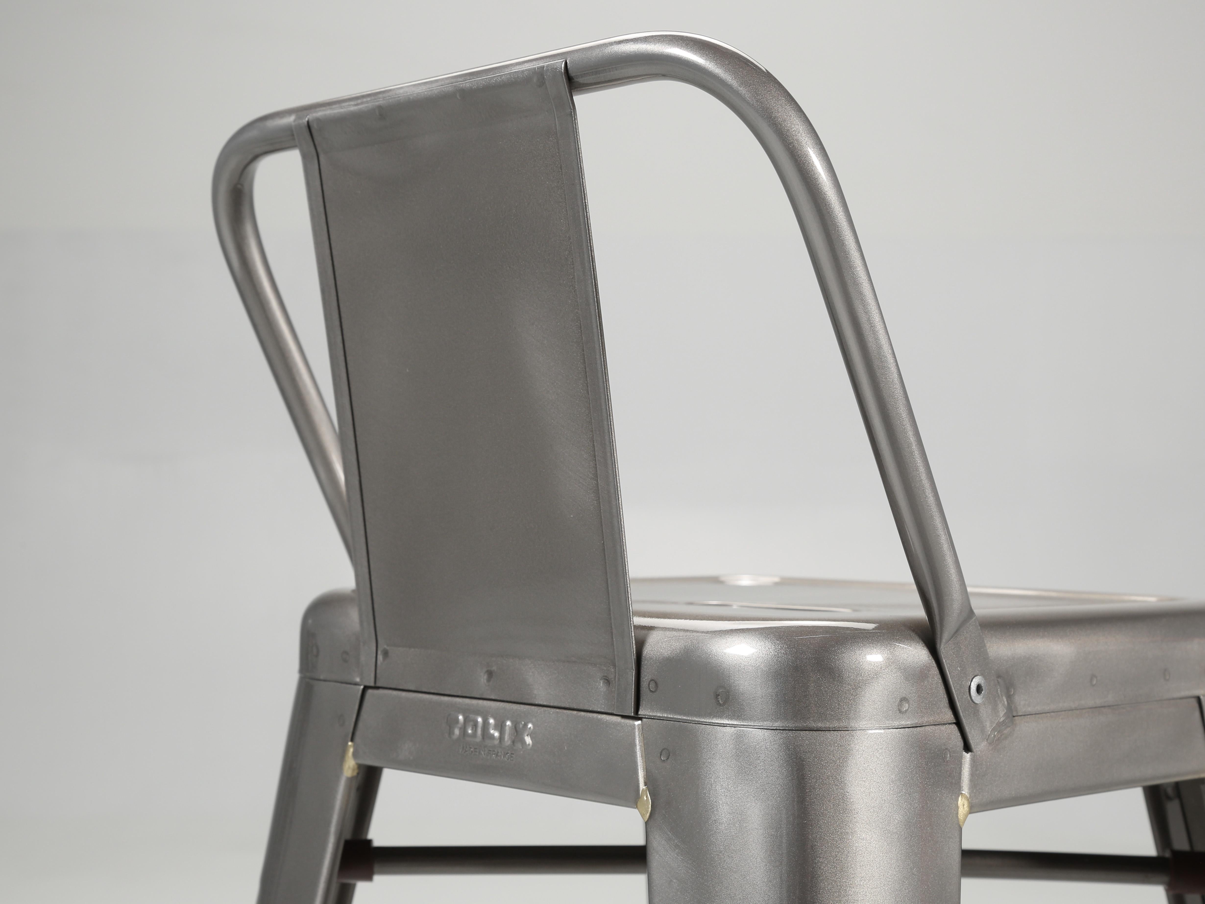 Genuine Tolix French Counter Stools in Clear-Coated Steel Several Sets Available 1