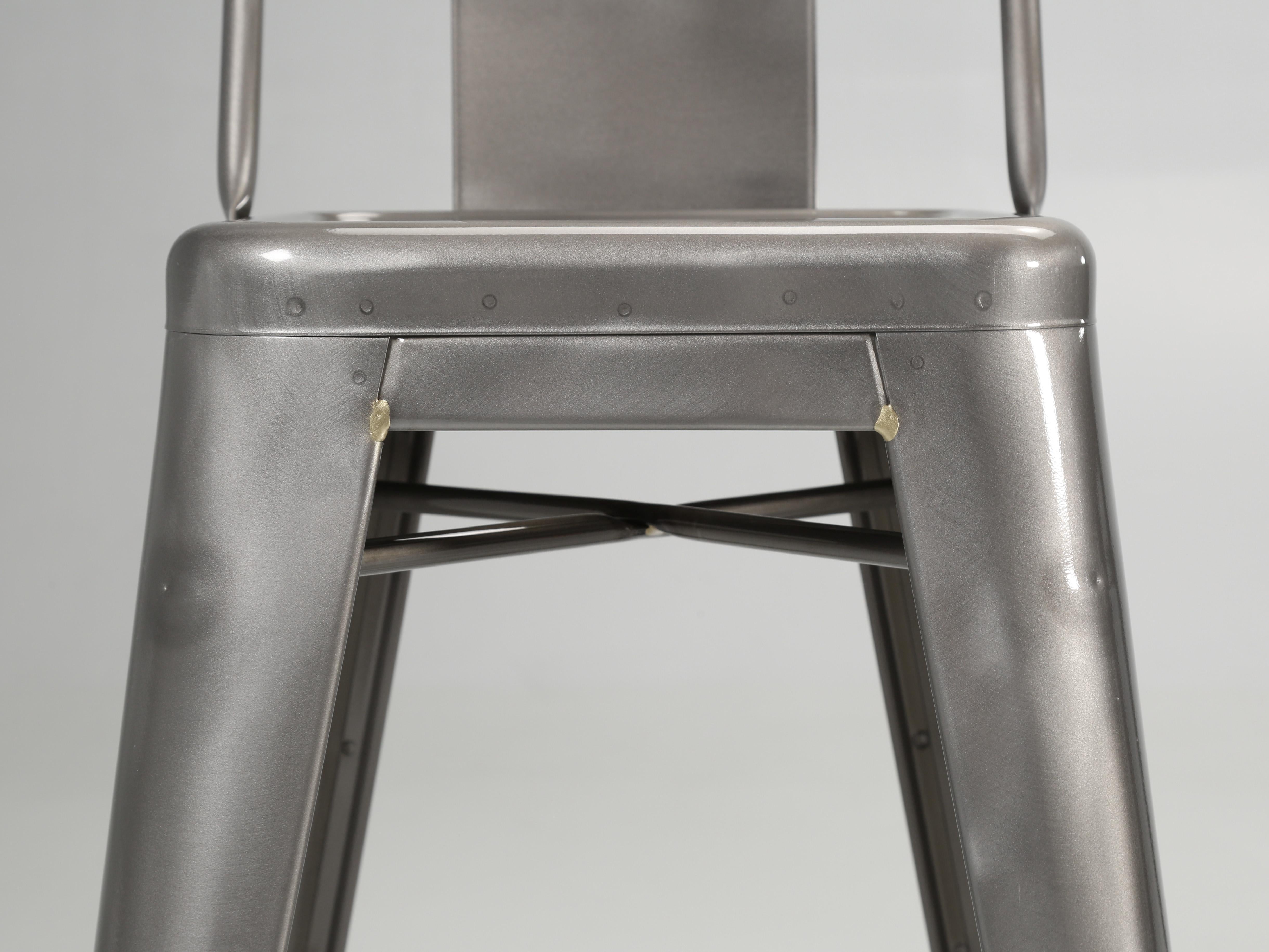 Genuine Tolix French Counter Stools in Clear-Coated Steel Several Sets Available 3