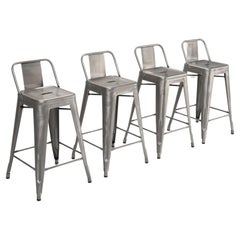 Genuine Tolix French Counter Stools in Clear-Coated Steel Several Sets Available