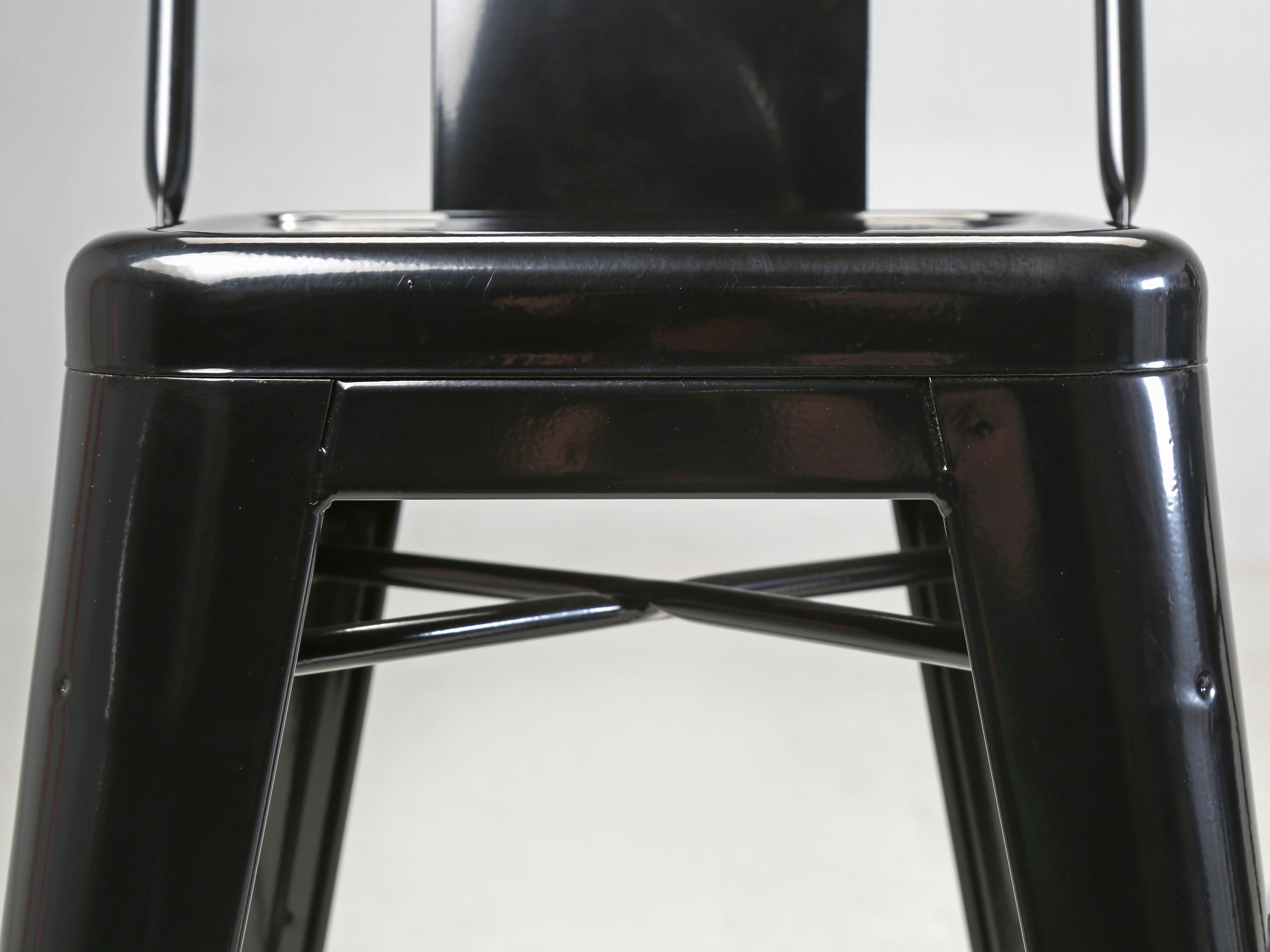Genuine French Tolix Glossy Black Steel Counter Stools Set of (4) More Available 4