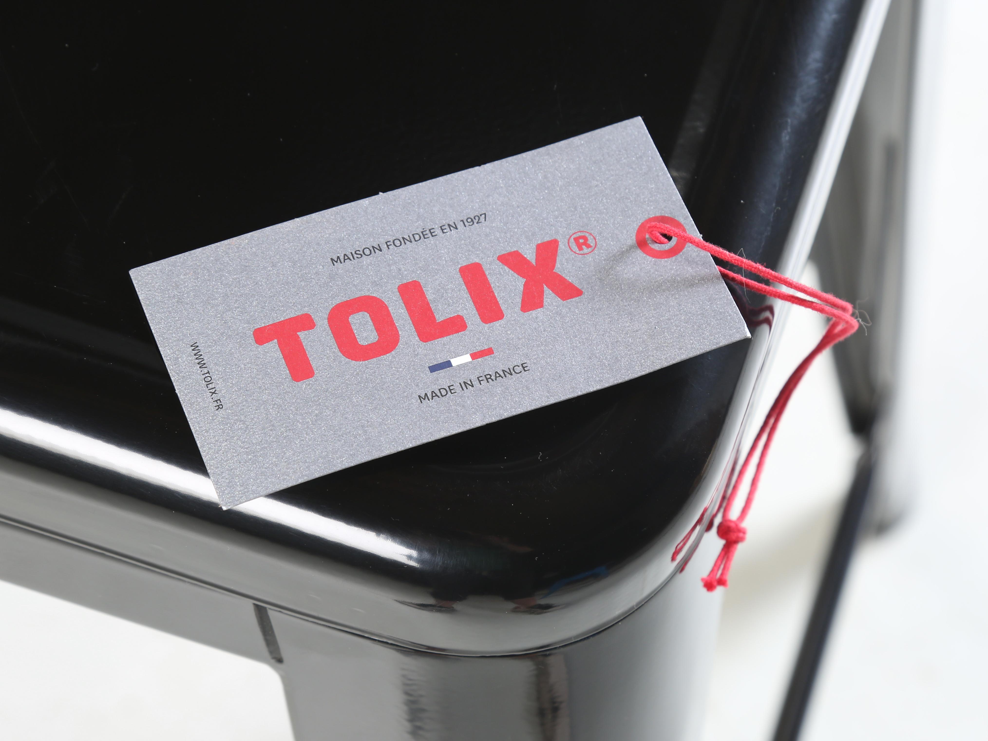 Genuine French Tolix Glossy Black Steel Counter Stools Set of (4) More Available 6