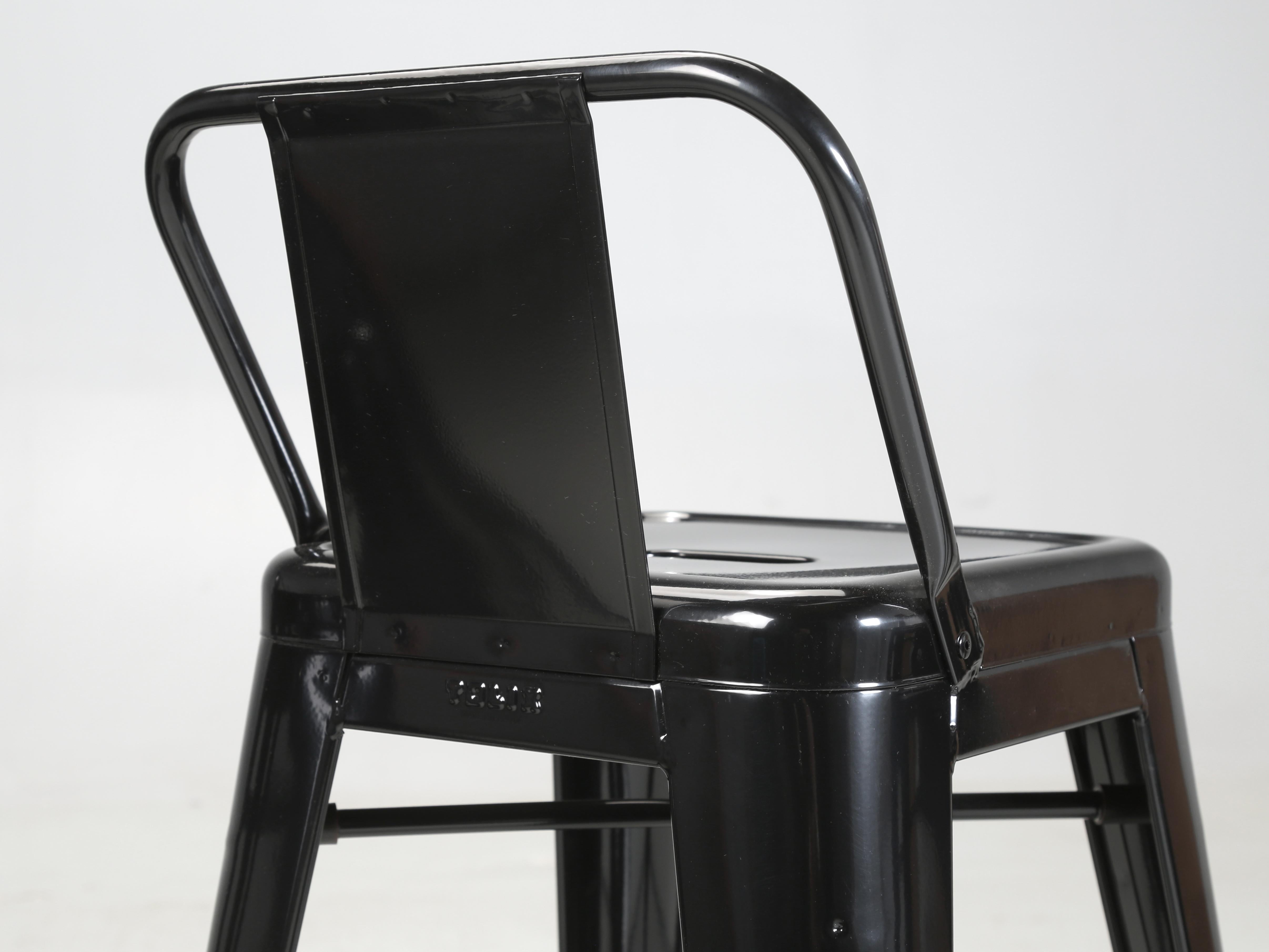 Contemporary Genuine French Tolix Glossy Black Steel Counter Stools Set of (4) More Available