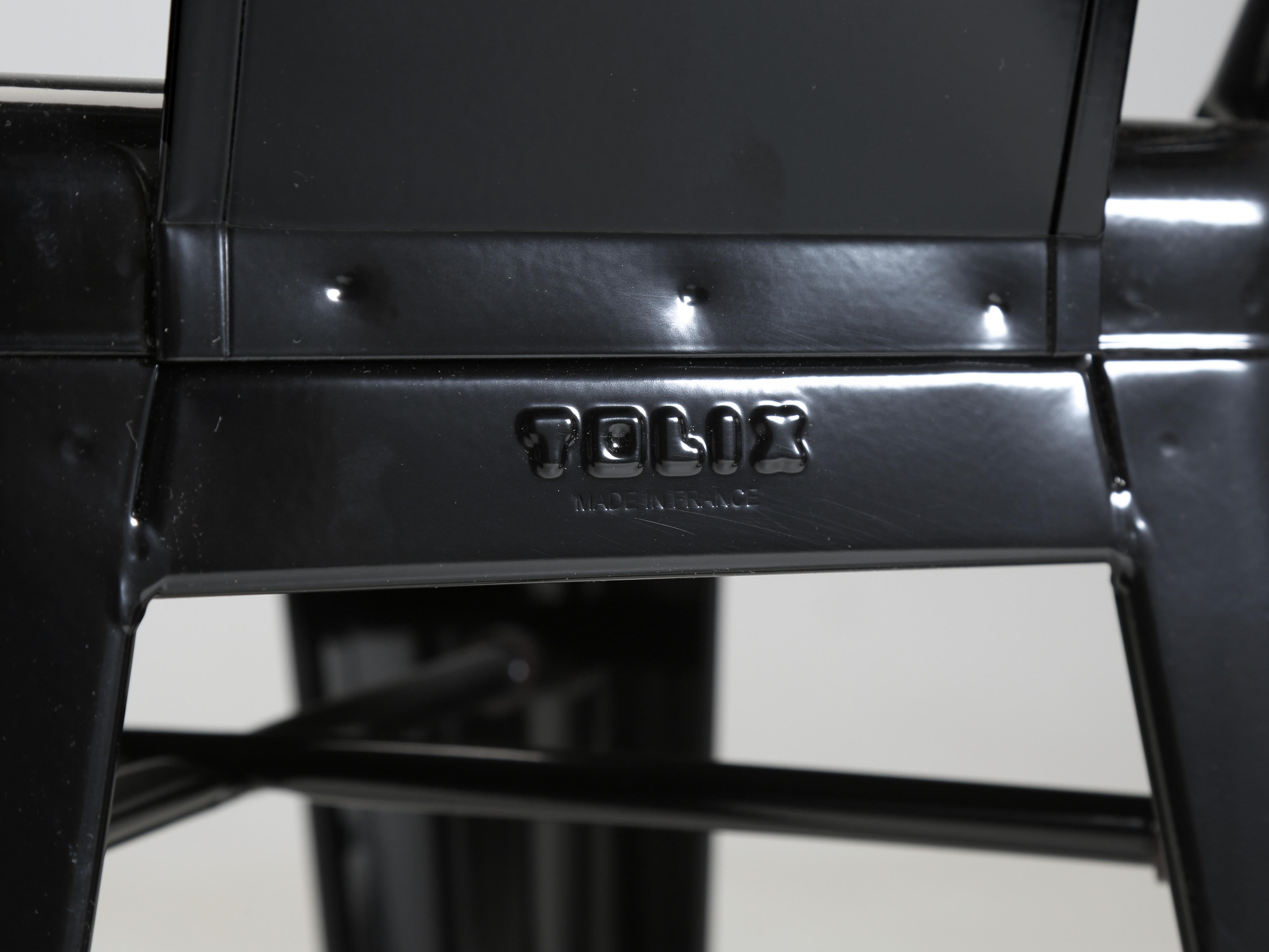 Stainless Steel Genuine French Tolix Glossy Black Steel Counter Stools Set of (4) More Available