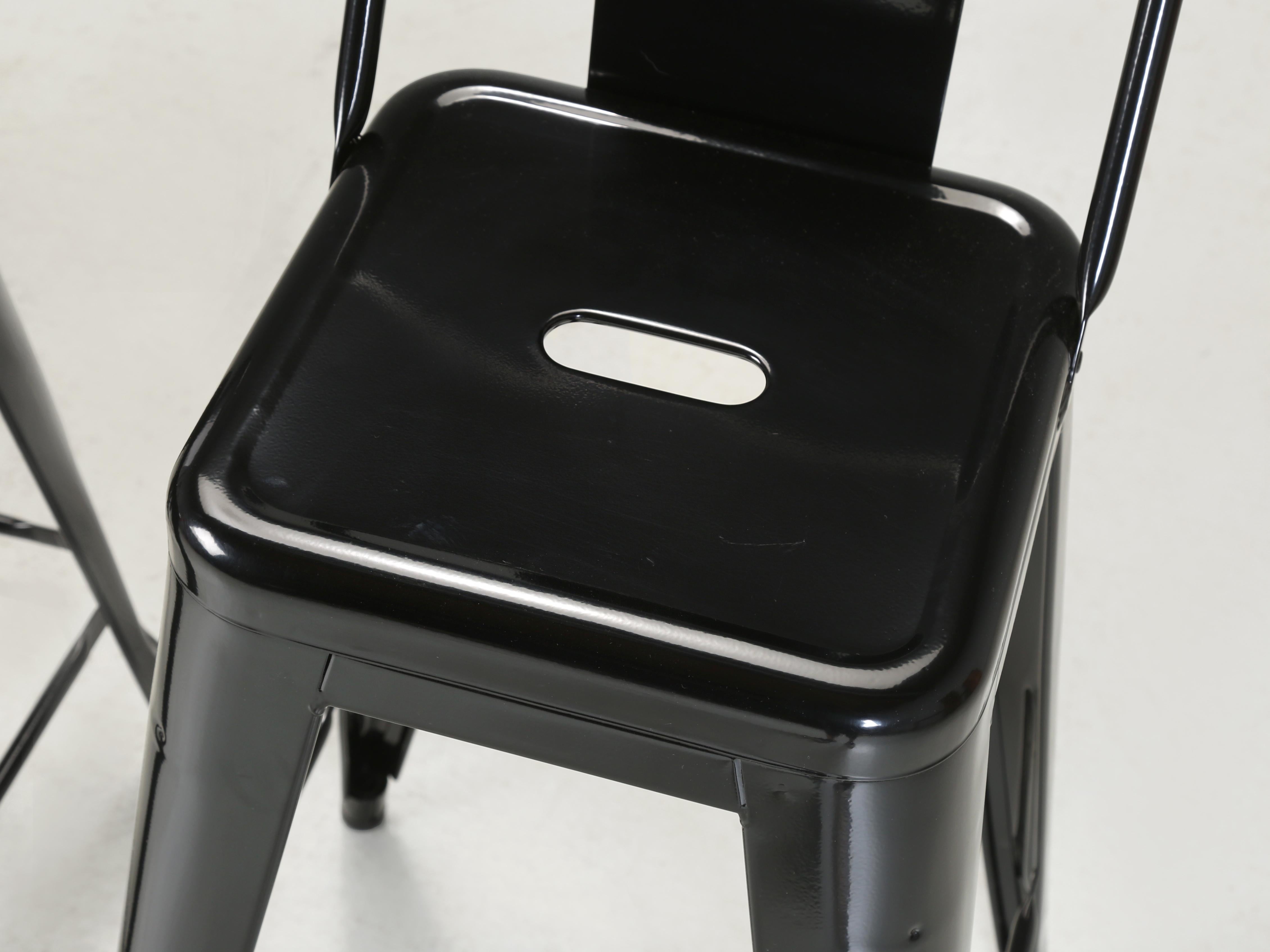 Genuine French Tolix Glossy Black Steel Counter Stools Set of (4) More Available 1