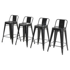 Genuine French Tolix Glossy Black Steel Counter Stools Set of (4) More Available