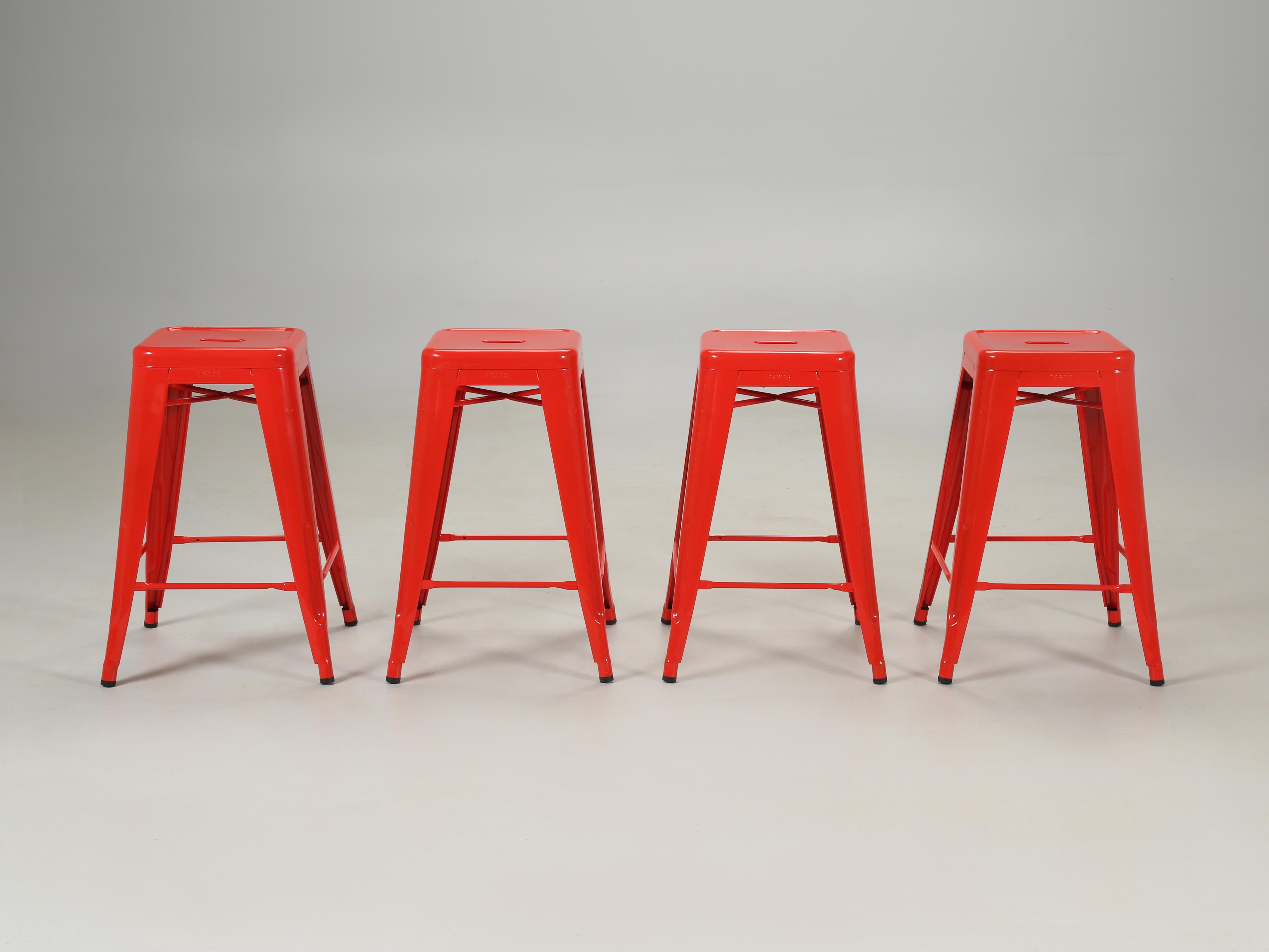 Genuine Tolix steel stacking stools were invented by a roofer in France named Xavier Pauchard. Once the general public realized how convenient it was to be able to stack your stools or chairs, they became an overnight sensation. We stock over (1500)