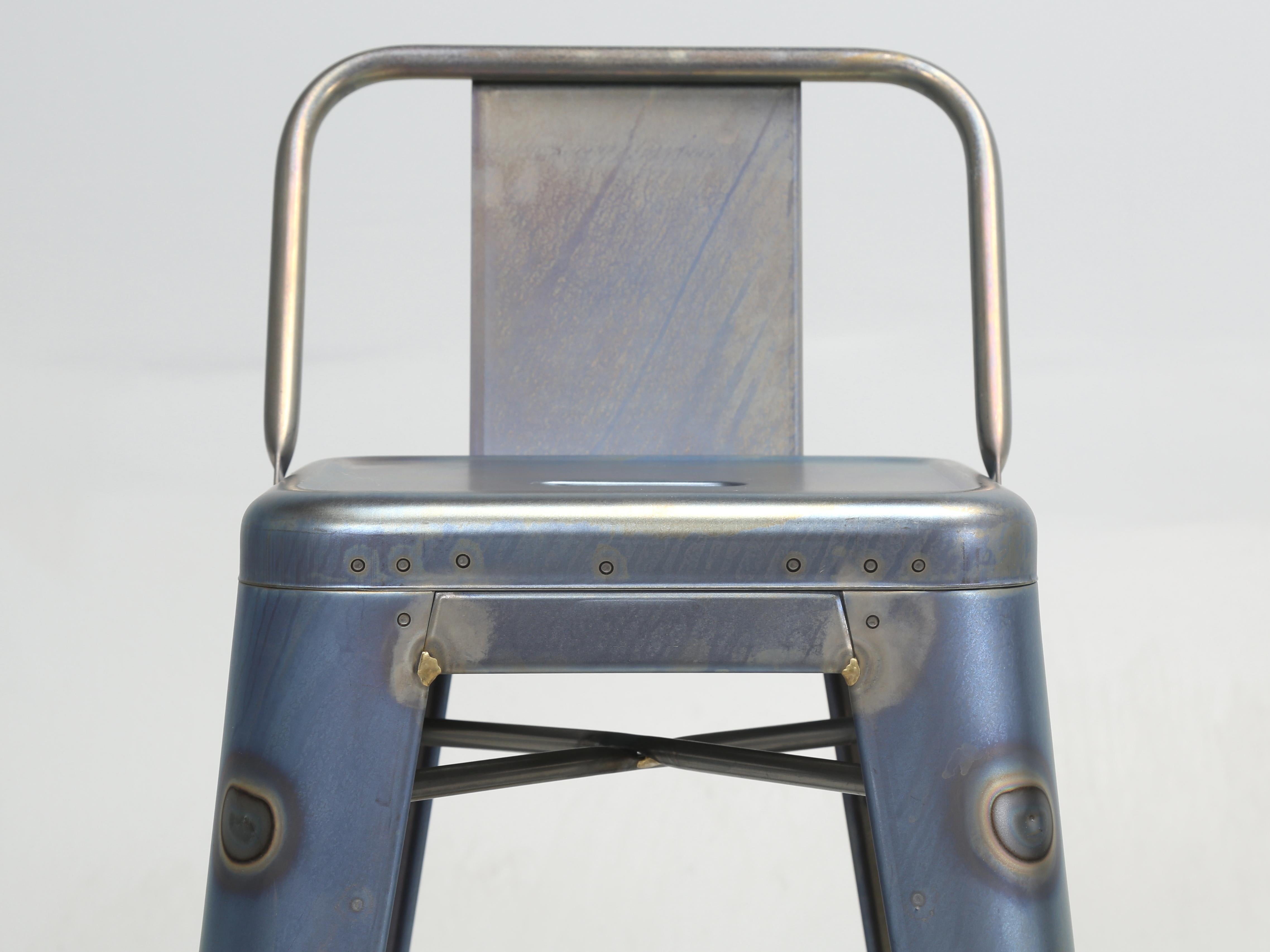 Genuine Tolix Steel Bar Height Stools in a Blue Wash (46) Currently Available 2