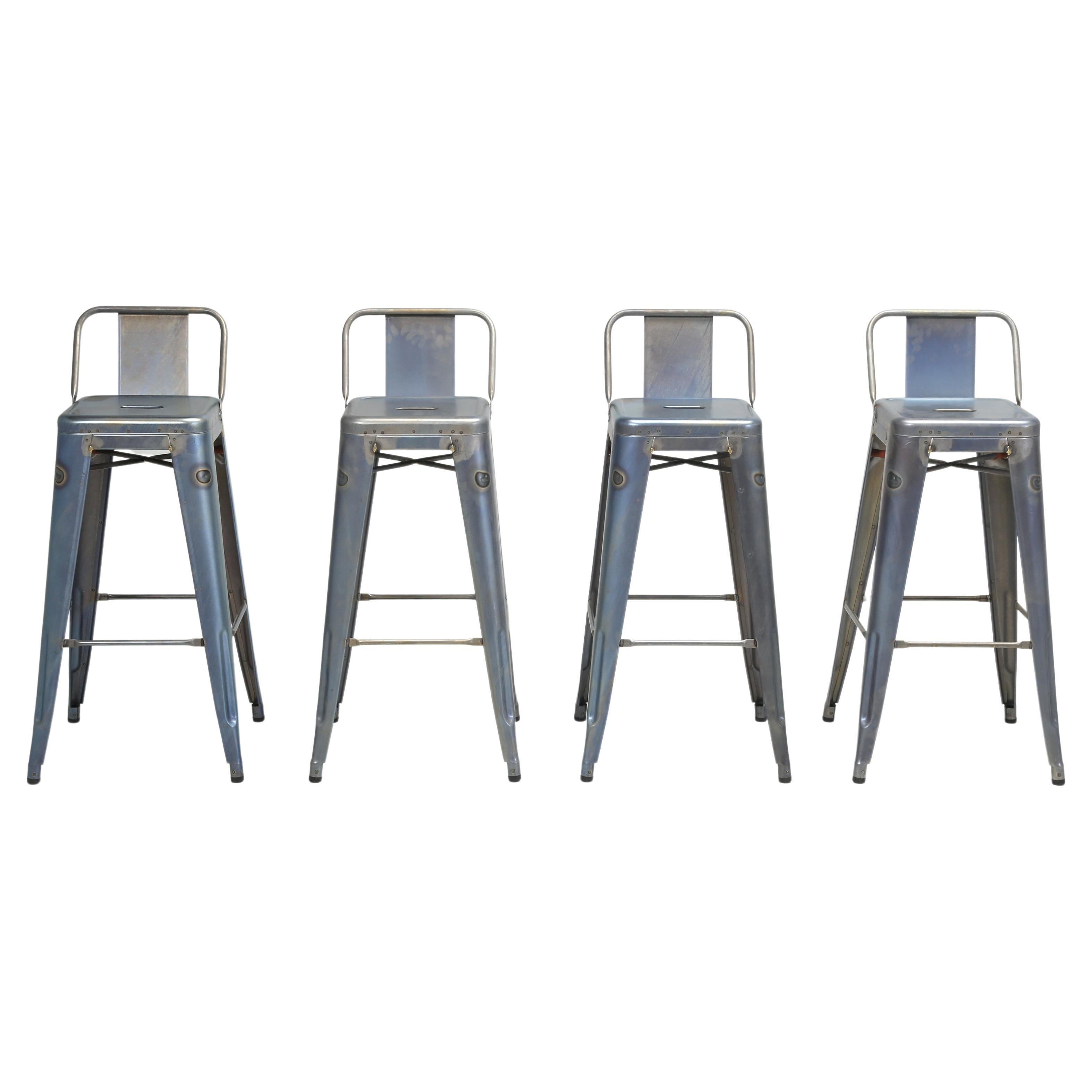 Tolix Bar Height Steel Stacking Stools, HandMade in France in Warm