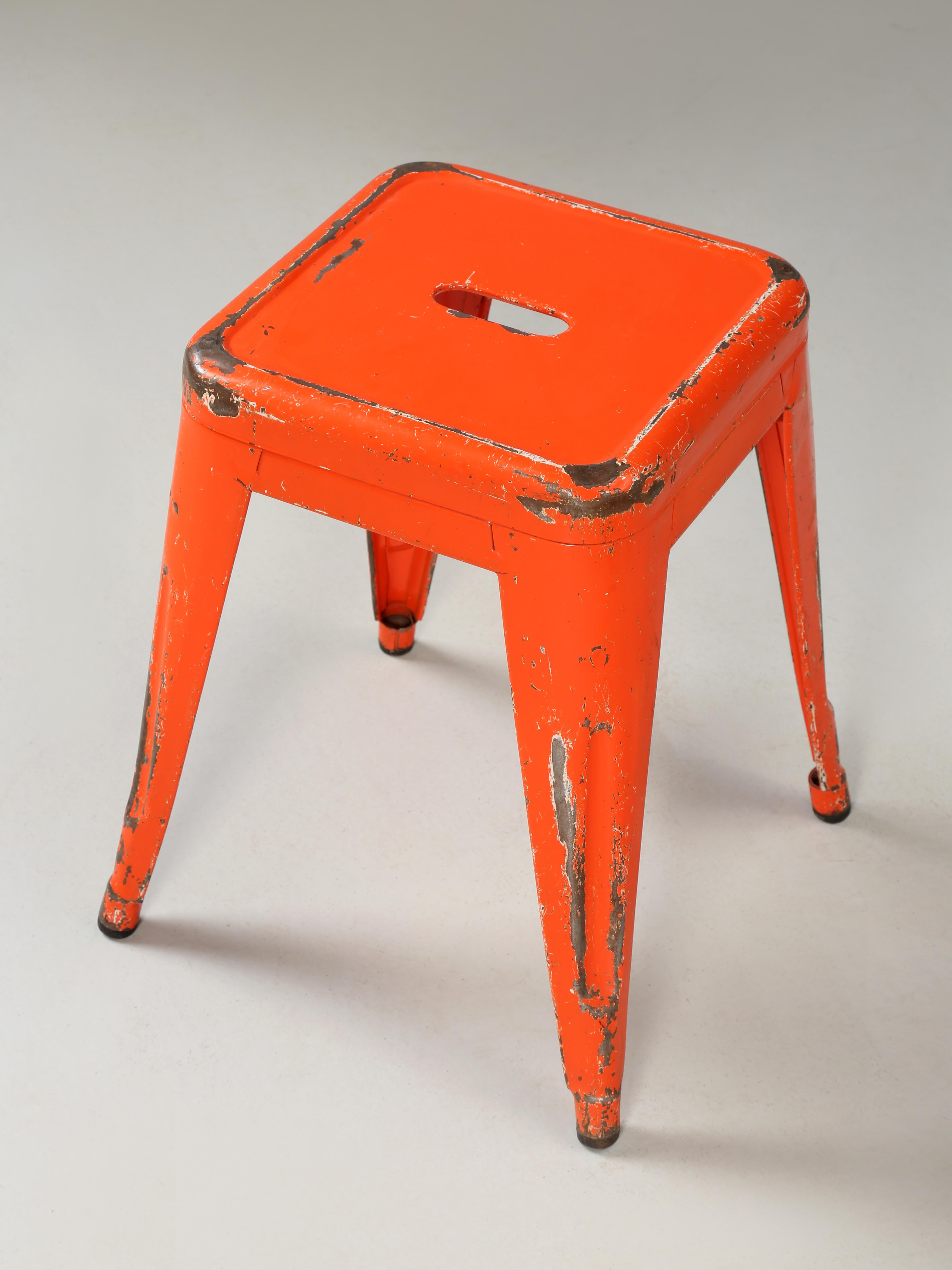 Industrial Genuine Tolix Vintage Stacking Stools Dining Table Height Hundred's Available For Sale