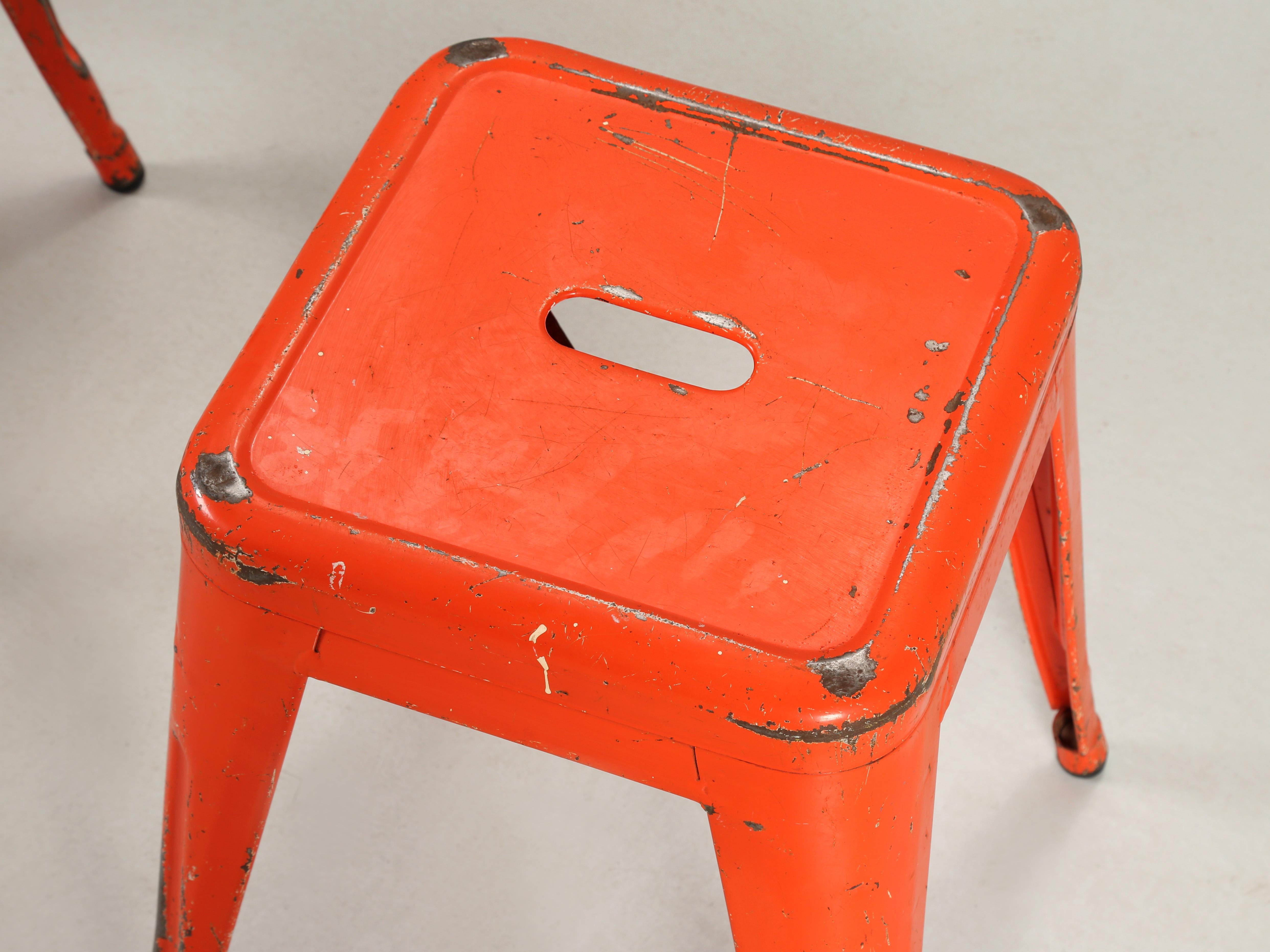 French Genuine Tolix Vintage Stacking Stools Dining Table Height Hundred's Available For Sale