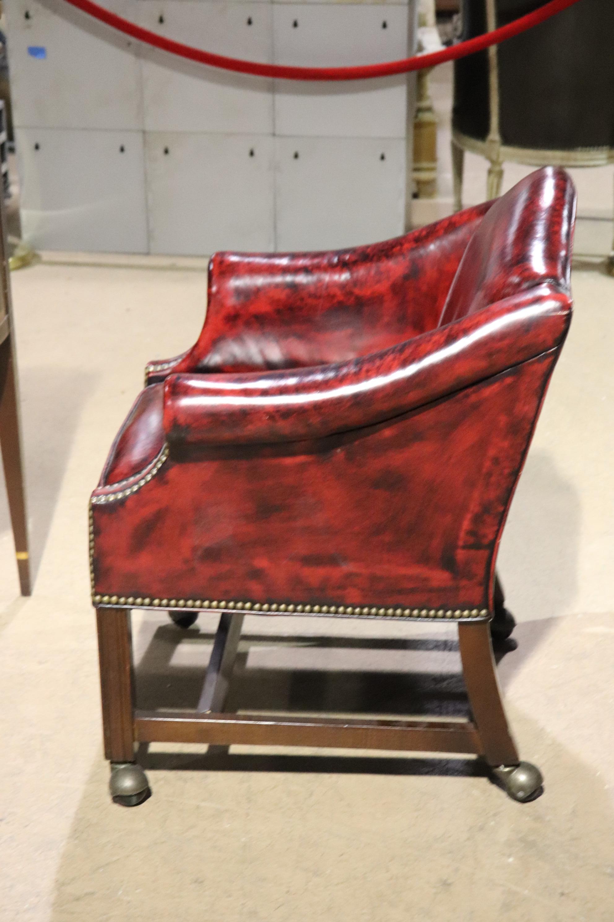 Genuine Top Grain Oxblood Leather Chippendale Office Lounge Client Chairs 5