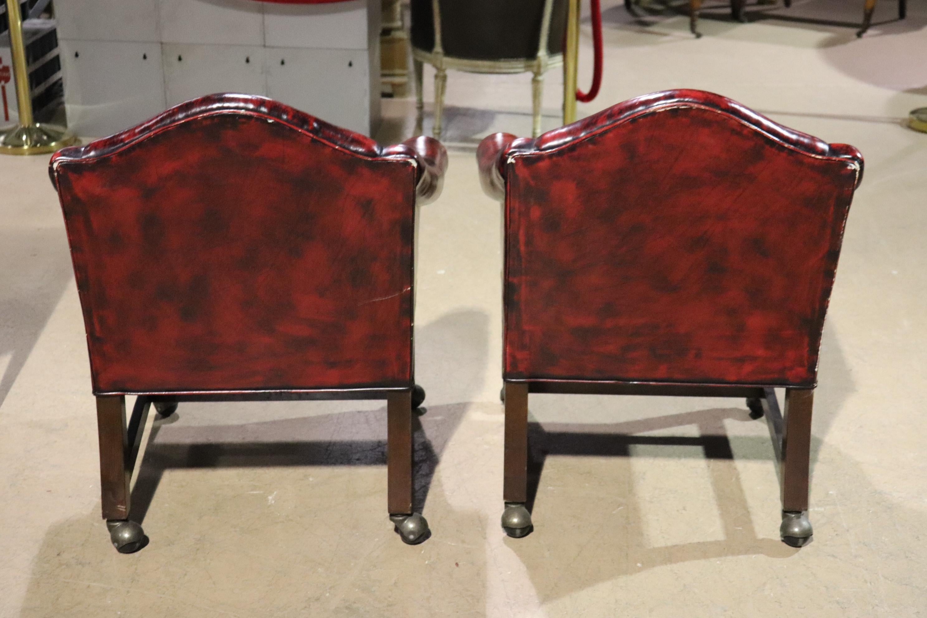 Genuine Top Grain Oxblood Leather Chippendale Office Lounge Client Chairs 1