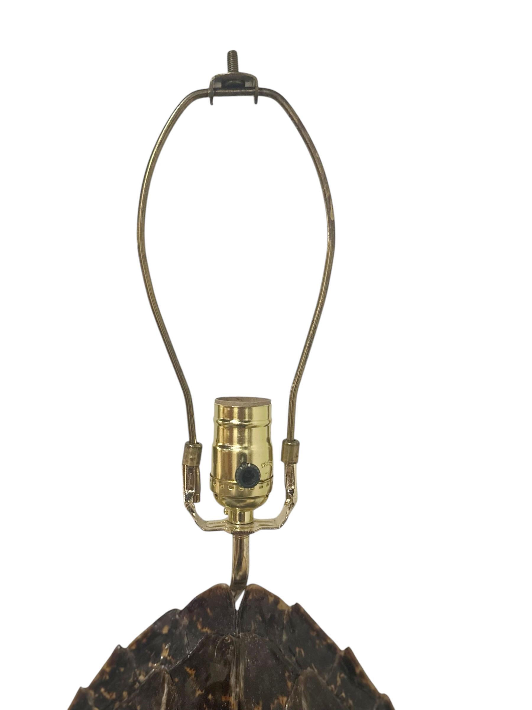 Genuine Tortoiseshell Lamp With Marble Base In Good Condition For Sale In Tampa, FL