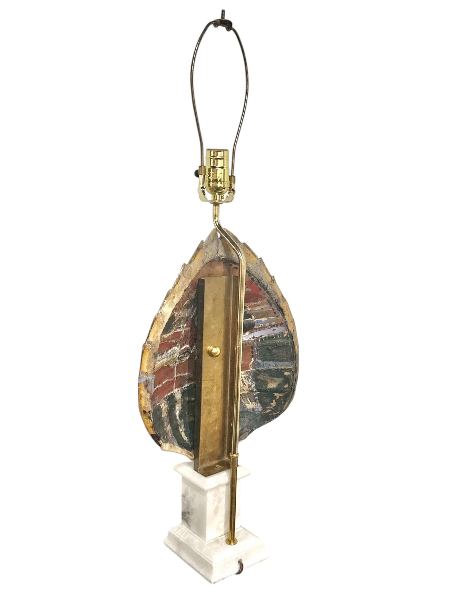 Silver Genuine Tortoiseshell Lamp With Marble Base For Sale
