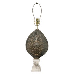 Lampada in tartaruga autentica con base in marmo