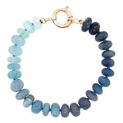 Genuine Turquoise and Lapis Bracelet in 14K Yellow Gold