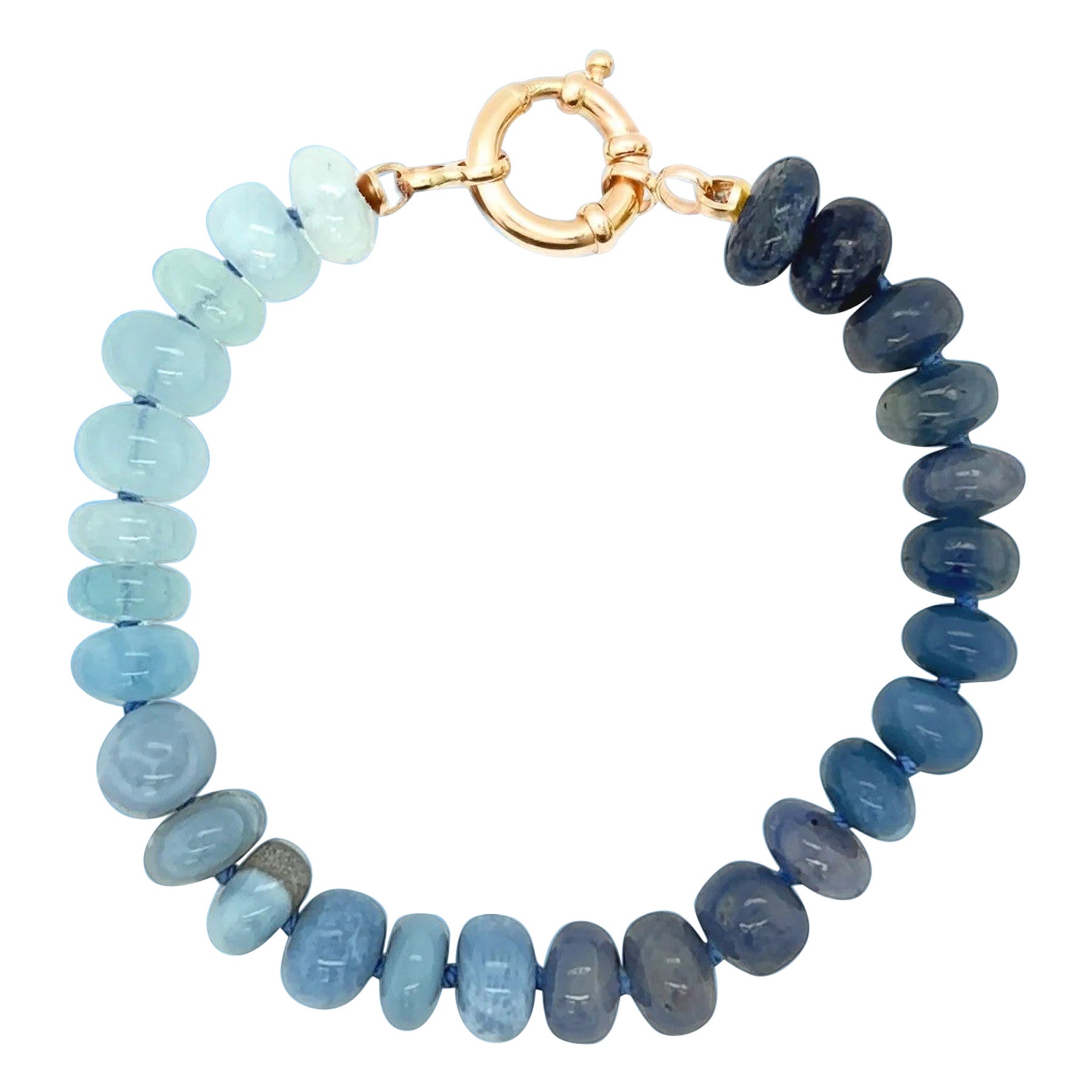 Genuine Turquoise and Lapis Bracelet in 14K Yellow Gold