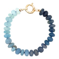 Genuine Turquoise and Lapis Bracelet in 14K Yellow Gold