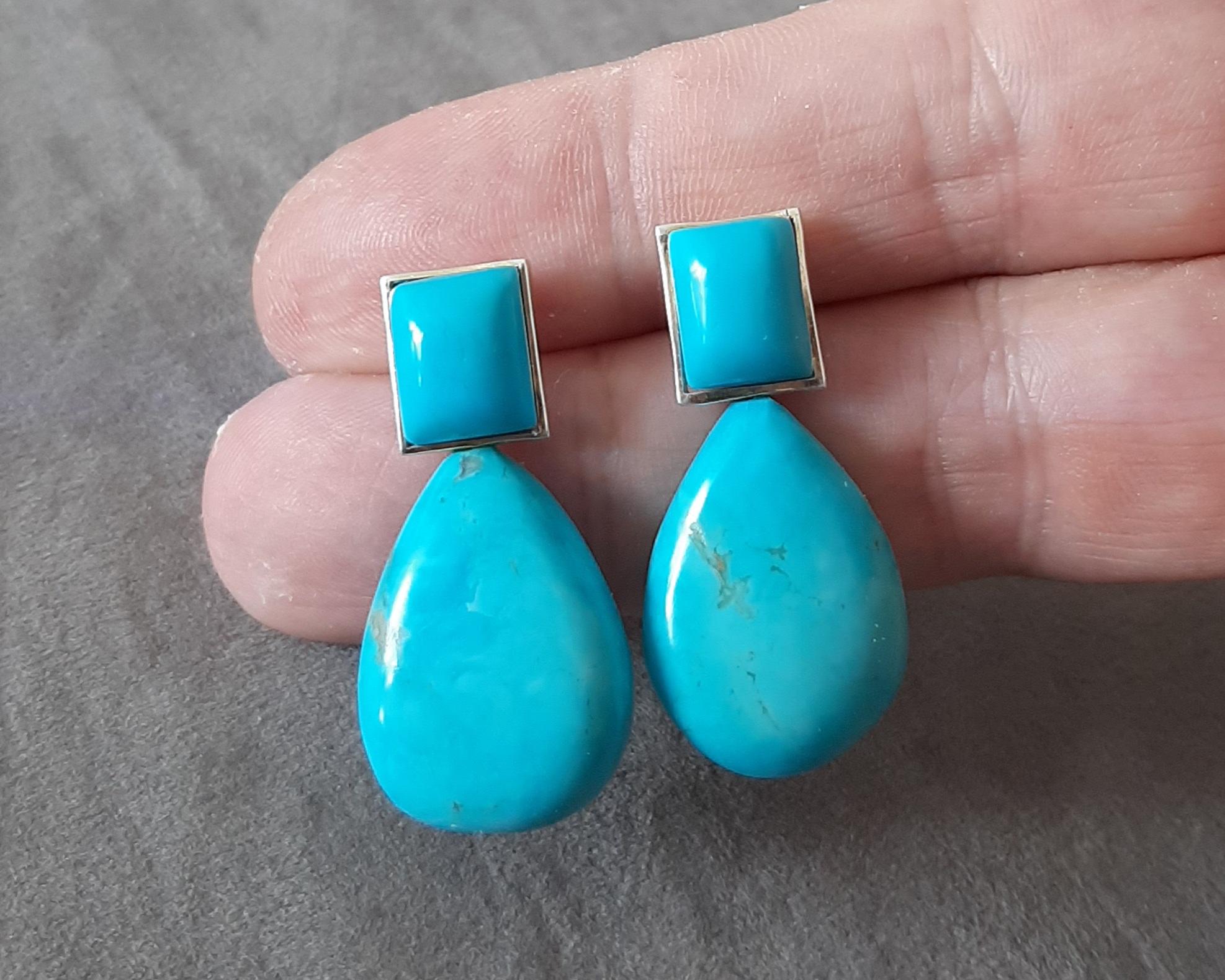 Genuine Turquoise Rectangular Cabs Turquoise Plai… - image 8