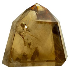 Genuine Unheated Natural Citrine Obelisk with Rare Feather Rainbow Inclusion