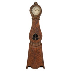 Genuine Unusual Antique Northern Swedish Faux Paint Long Case Clock