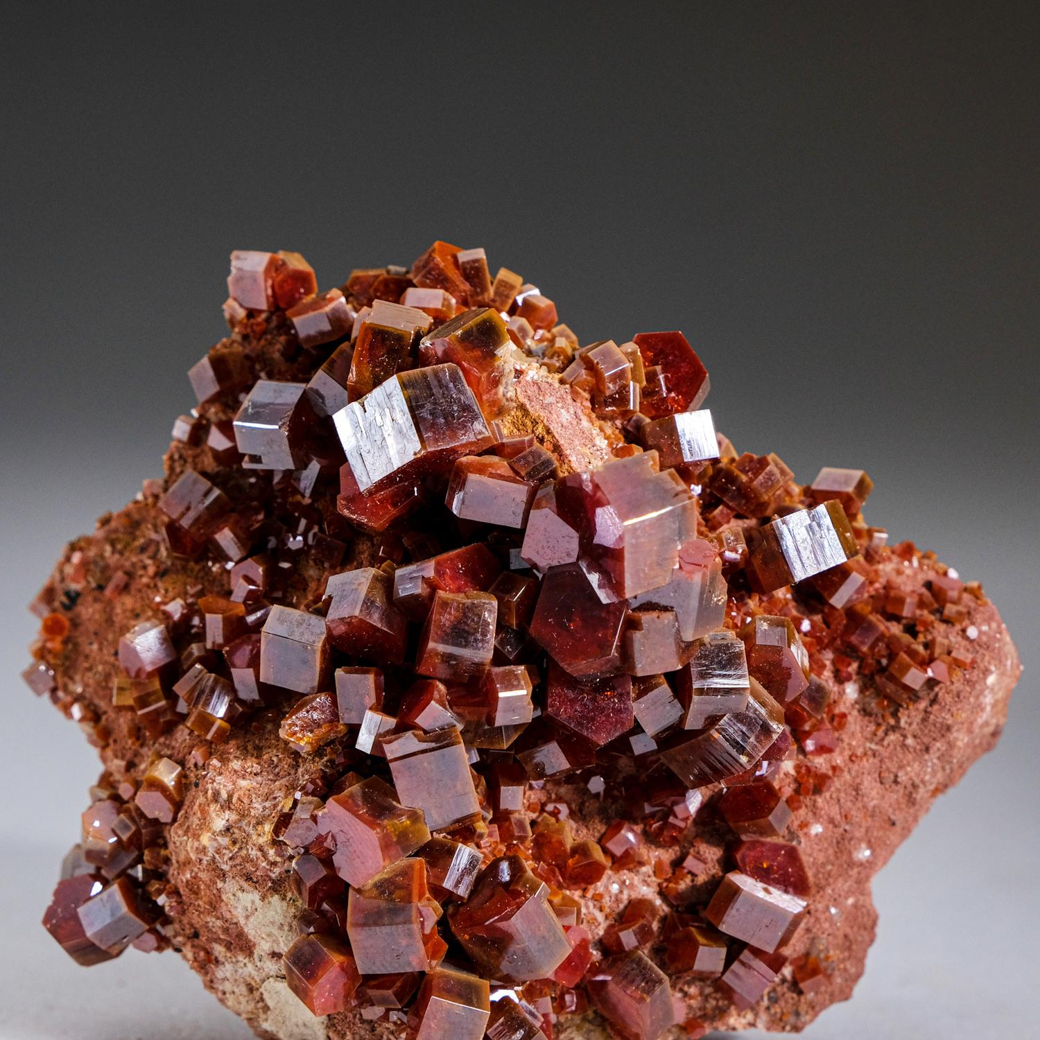Contemporary Genuine Vanadinite Crystal Cluster on Matrix from Morocco (183.4 grams) For Sale