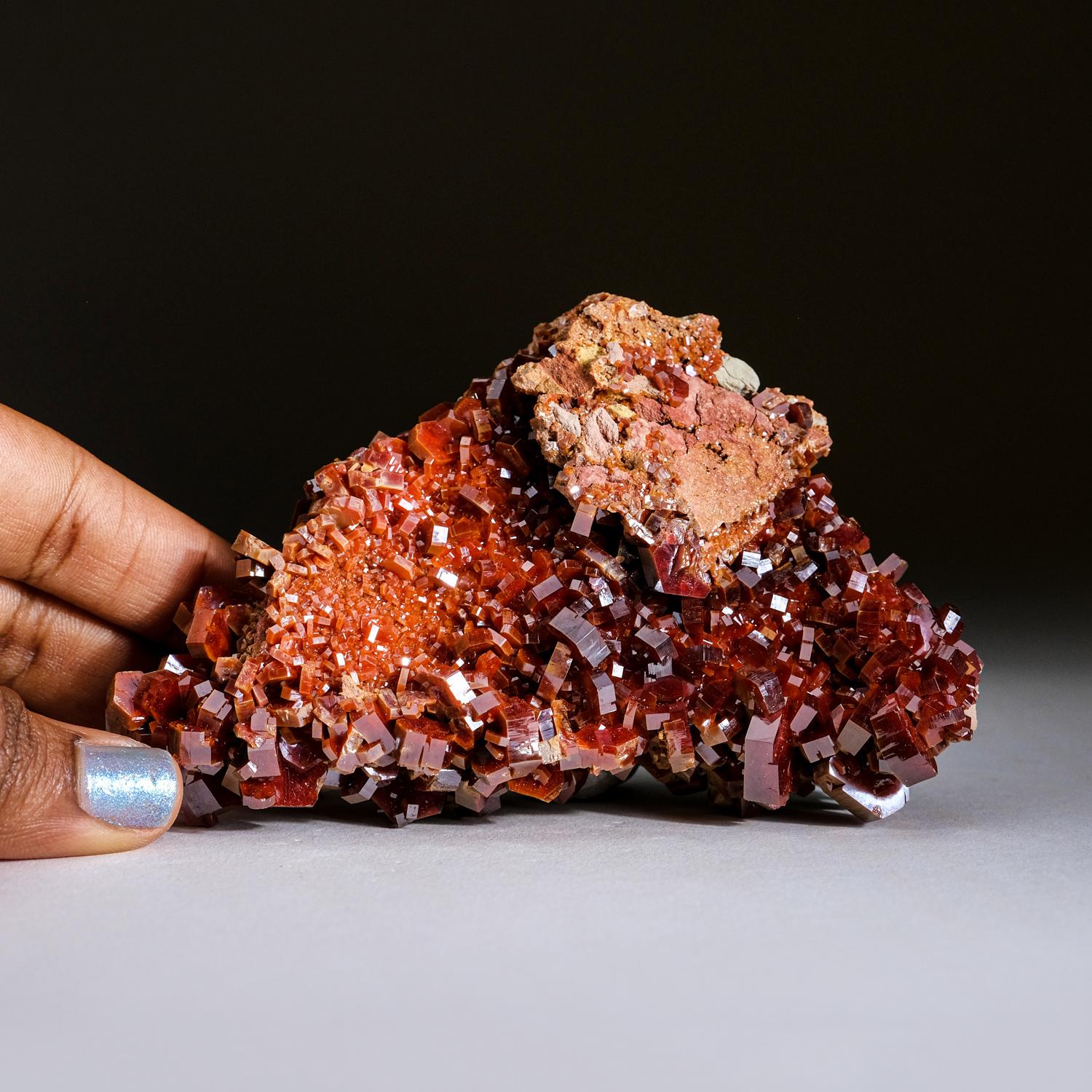 Moroccan Genuine Vanadinite Crystal Cluster on Matrix from Morocco (390 grams) For Sale