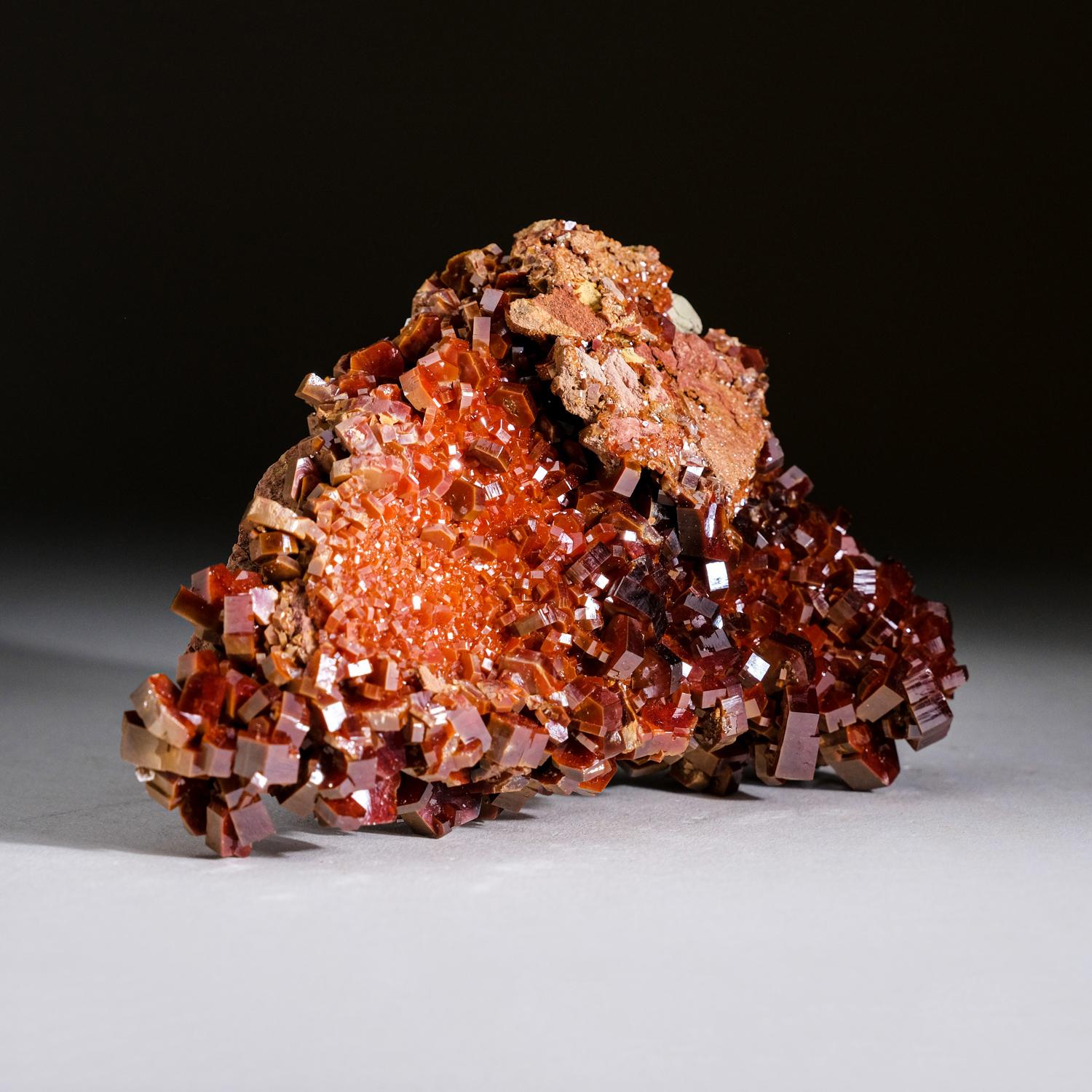 Genuine Vanadinite Crystal Cluster on Matrix from Morocco (390 grams) In New Condition For Sale In New York, NY