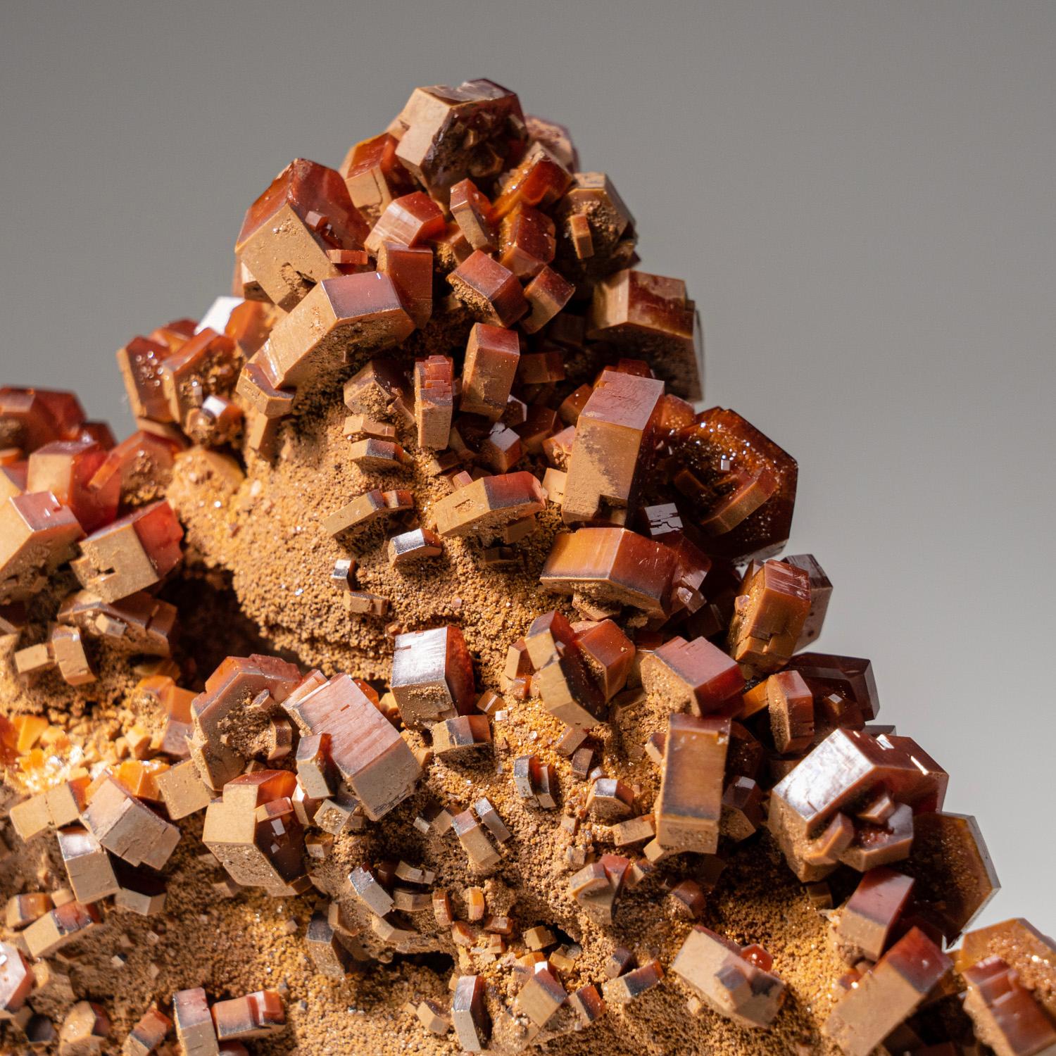 Contemporary Genuine Vanadinite Crystal Cluster on Matrix from Morocco (410.7 grams) For Sale