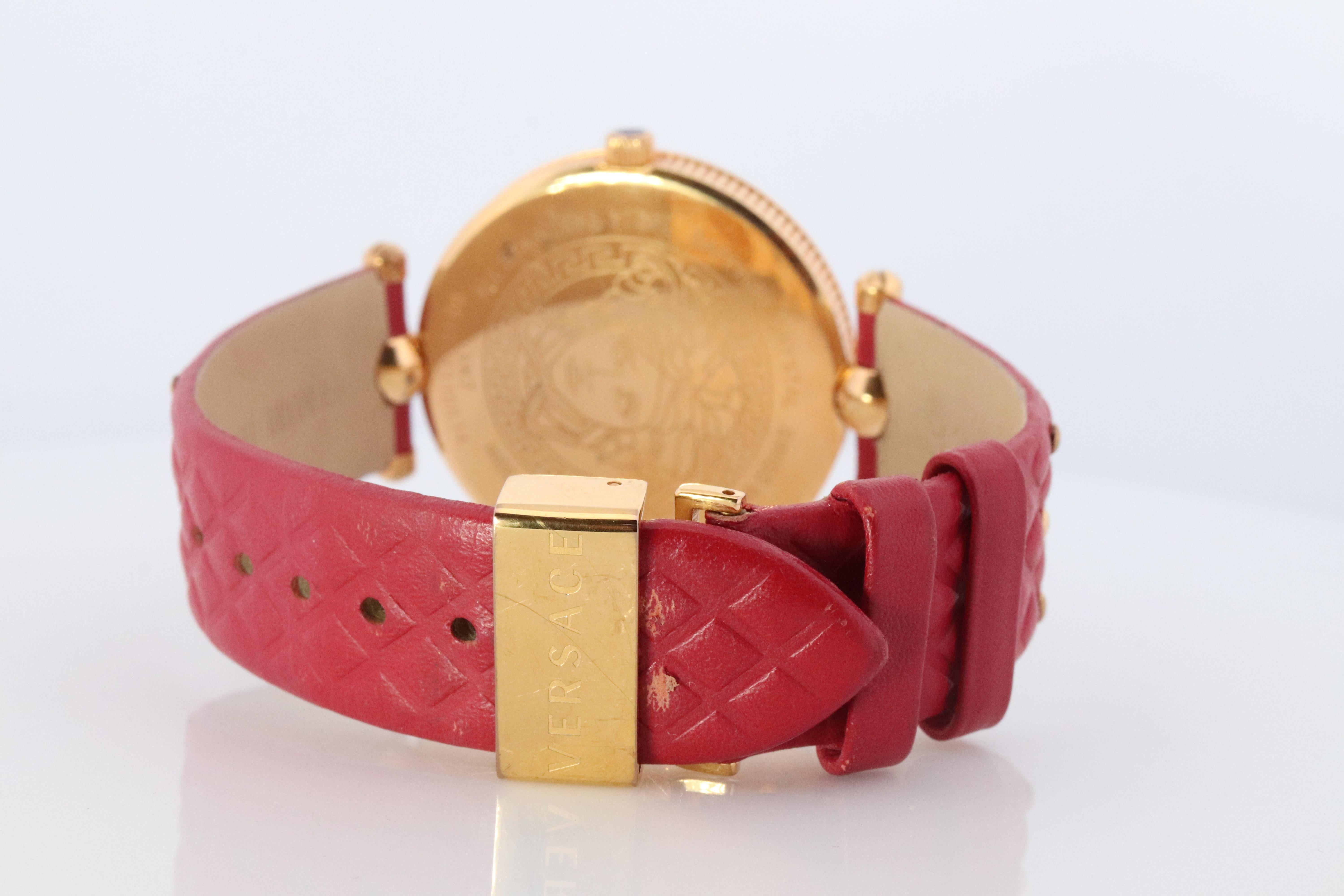 Women's or Men's Genuine Versace Watch. VERSACE Vanitas XL Red Enamel Dial Rose Gold-tone. For Sale