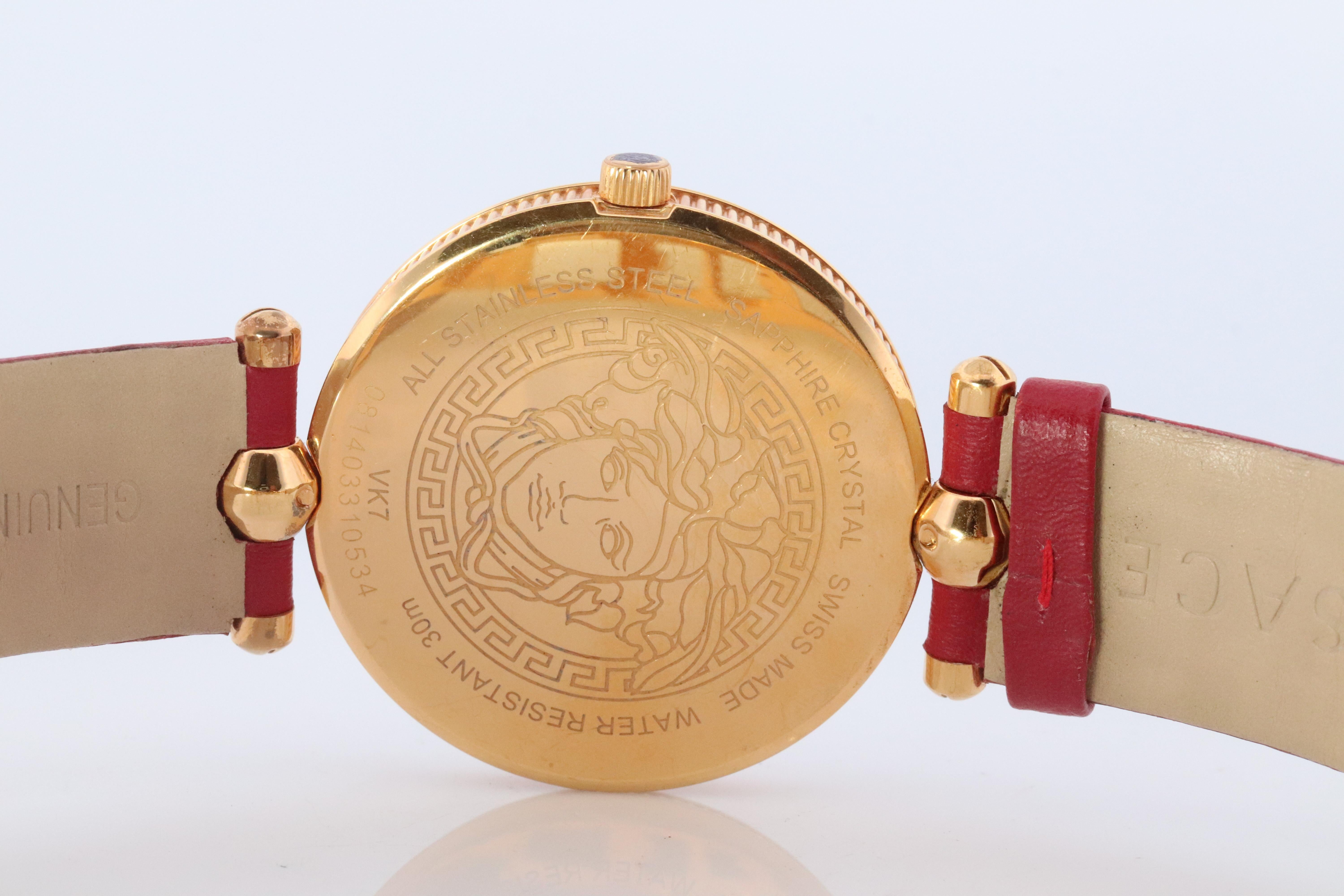 Genuine Versace Watch. VERSACE Vanitas XL Red Enamel Dial Rose Gold-tone. For Sale 1
