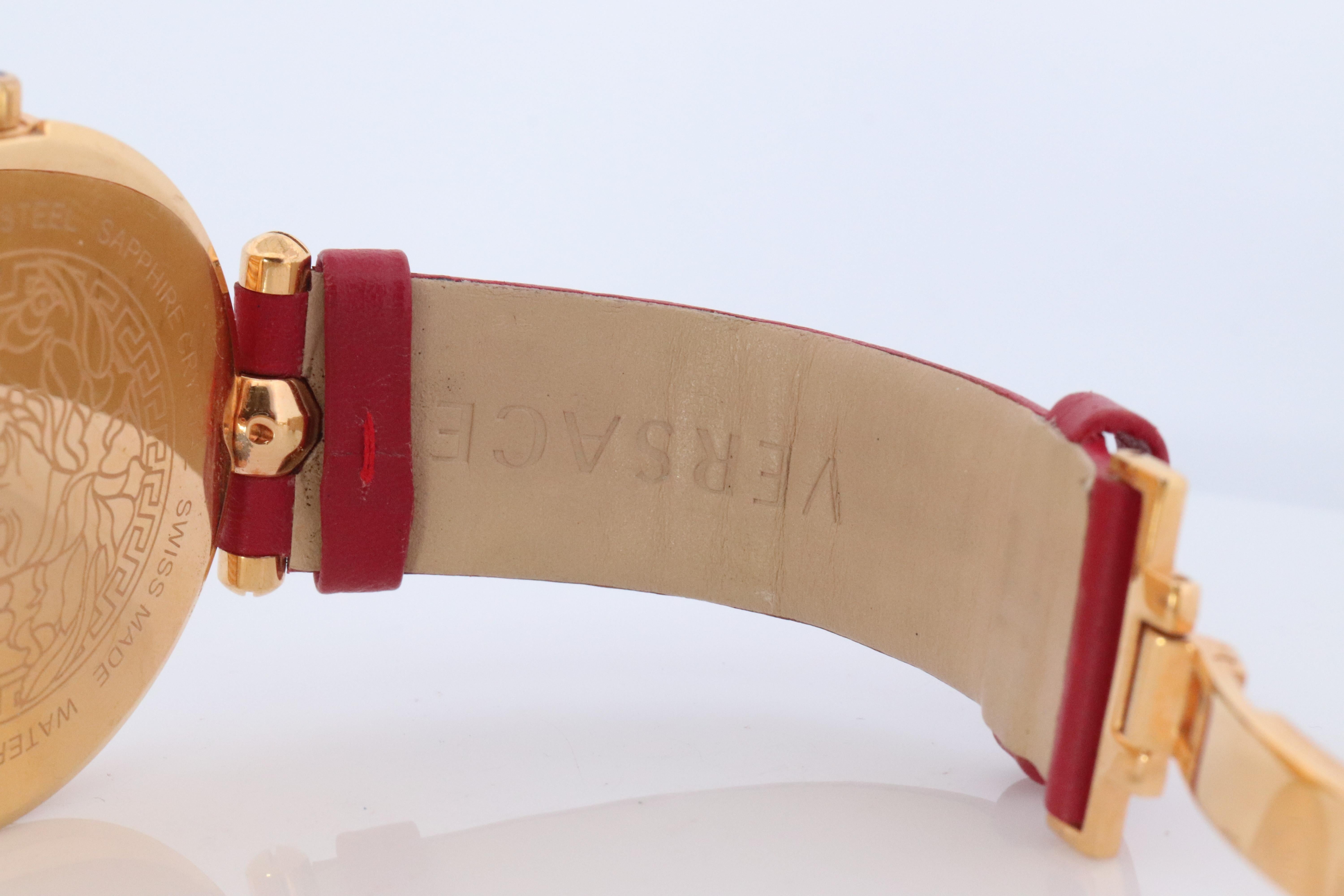 Genuine Versace Watch. VERSACE Vanitas XL Red Enamel Dial Rose Gold-tone. For Sale 2