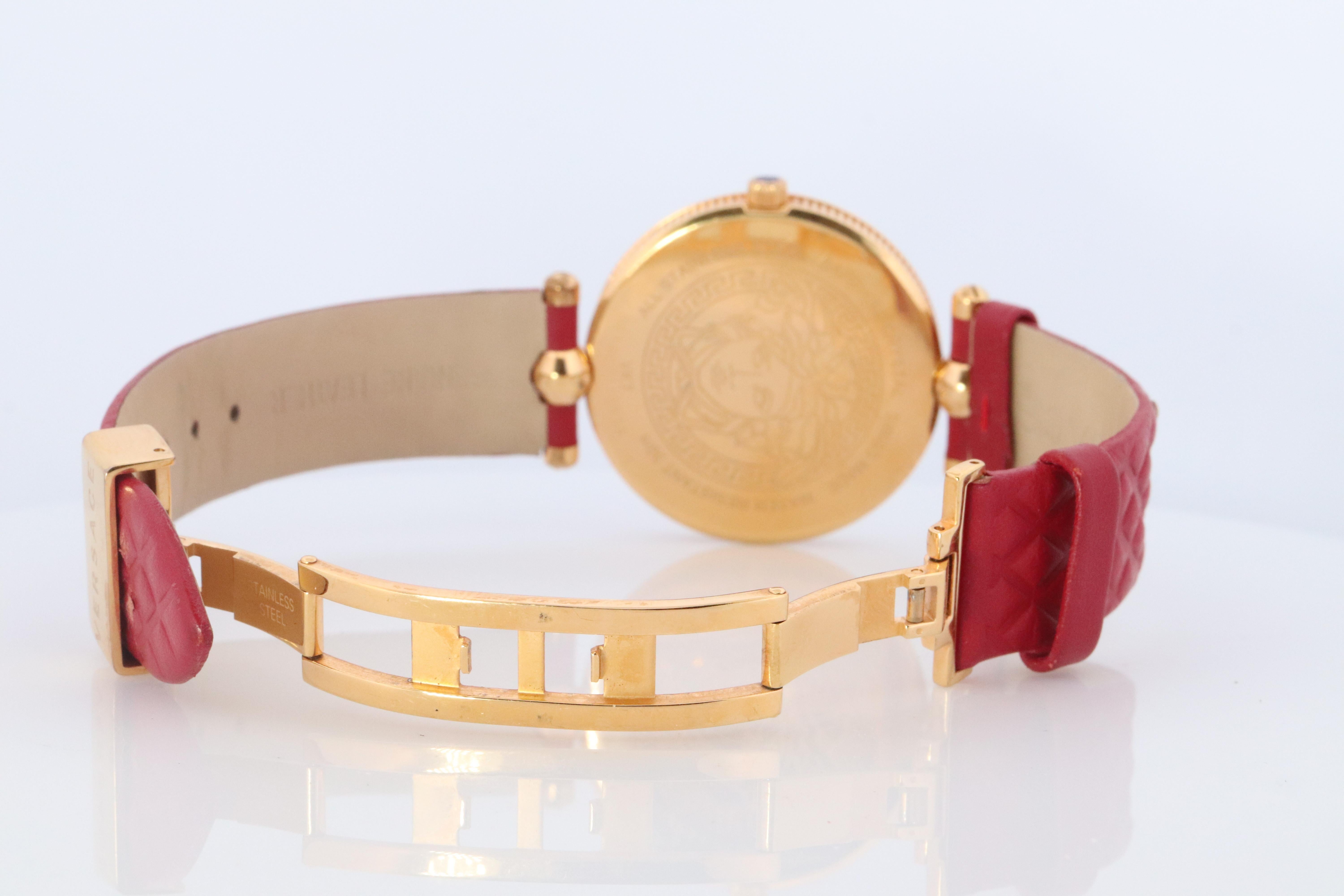 Genuine Versace Watch. VERSACE Vanitas XL Red Enamel Dial Rose Gold-tone. For Sale 3