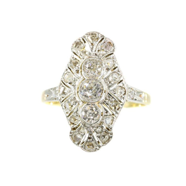 Genuine Vintage Art Deco Three Stone Diamond Engagement Genuine Vintage Art Deco Three Stone Diamond Engagement