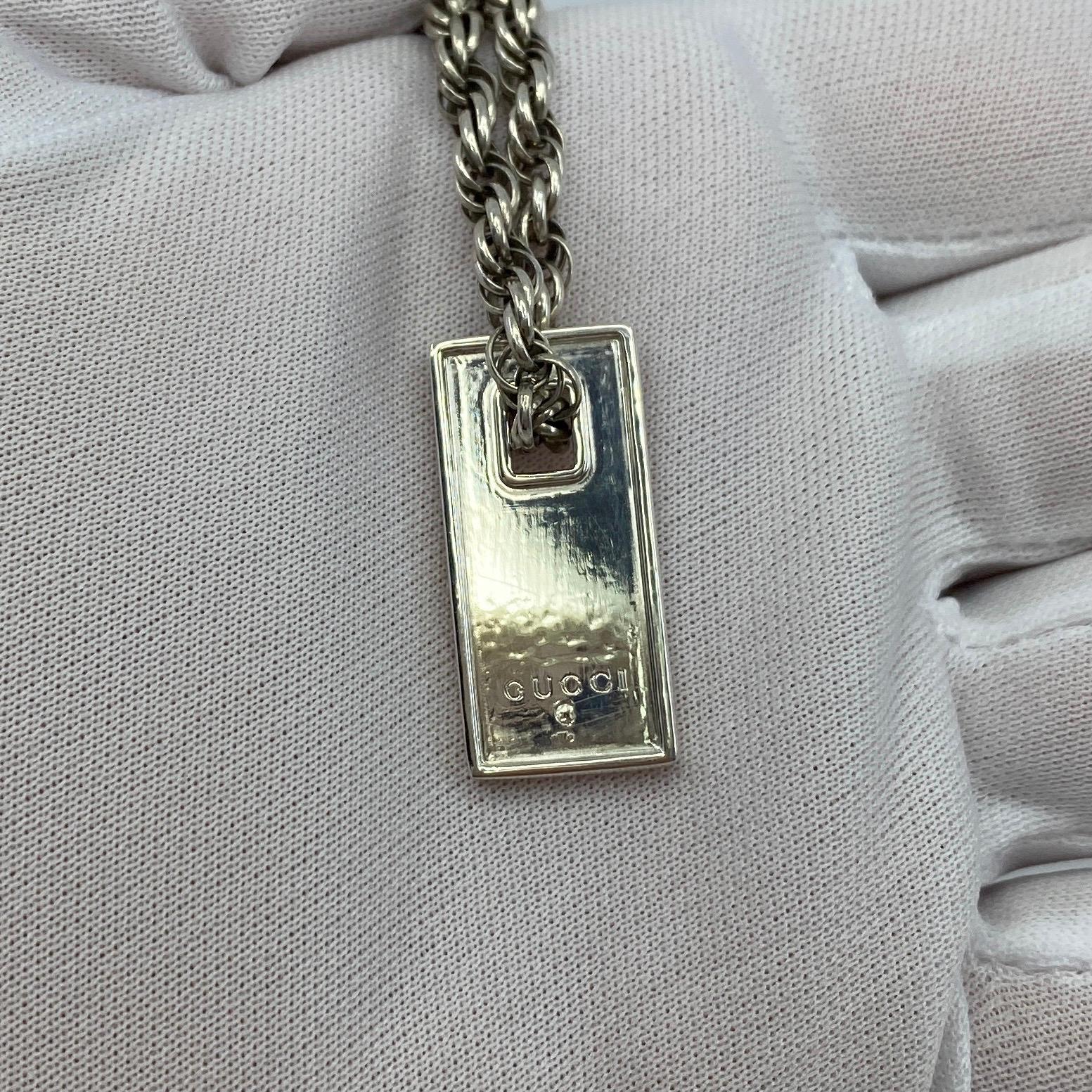 Genuine Vintage Gucci Tag Sterling Silver Dogtag Charm Bracelet 1